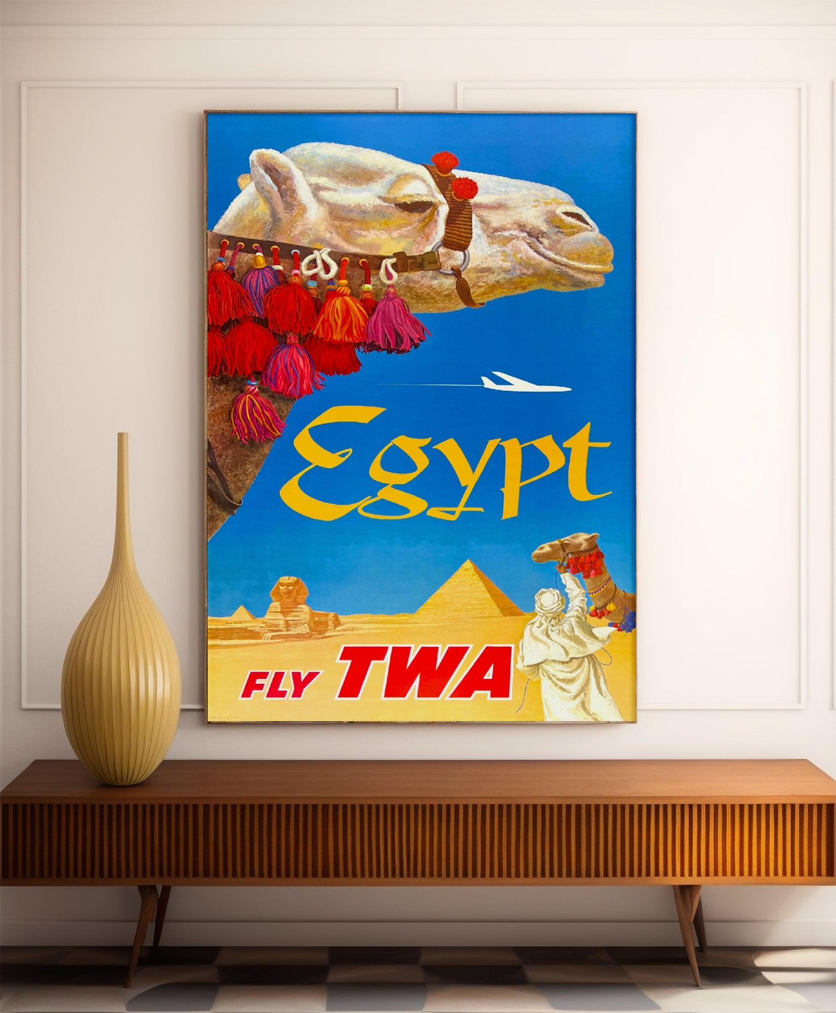Affiche voyage vintage "Egypte" - TWA - Haute Définition - papier mat 230gr/m² - Poster Vintage