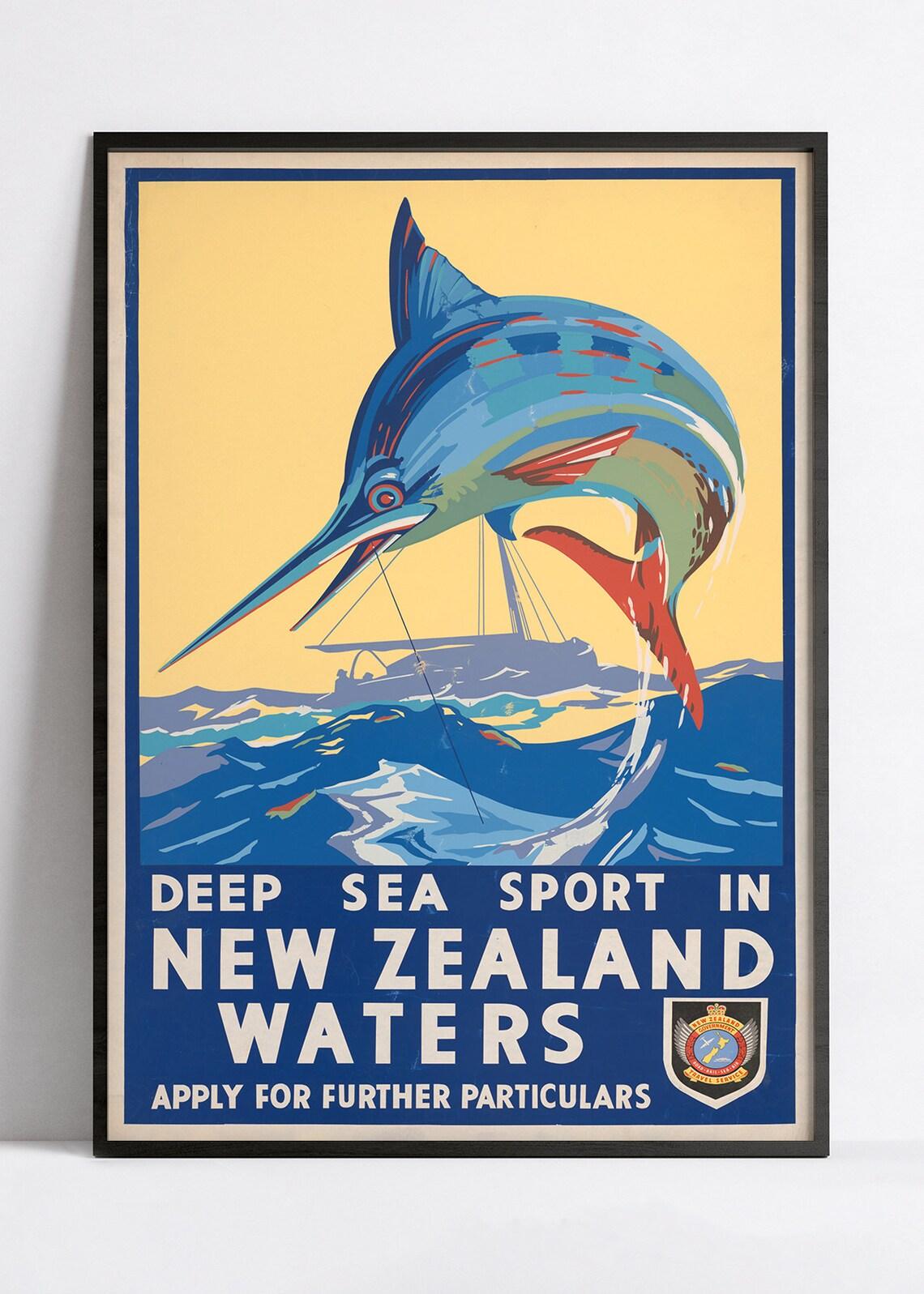 Affiche voyage vintage "New Zealand 2" Office du tourisme - Haute Définition - papier mat 230gr/m² - Poster Vintage