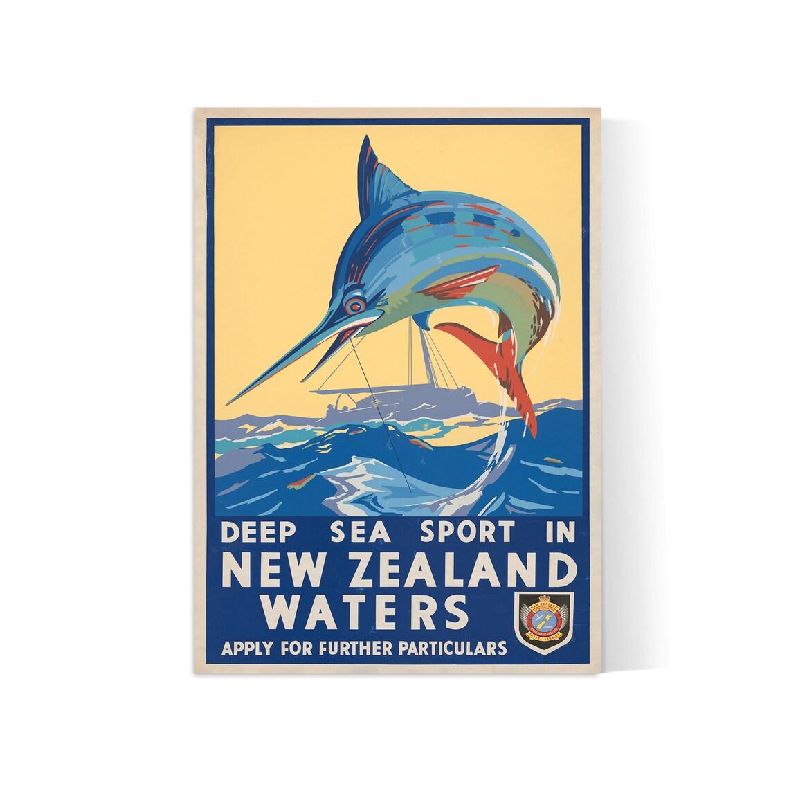 Affiche voyage vintage "New Zealand 2" Office du tourisme - Haute Définition - papier mat 230gr/m² - Poster Vintage