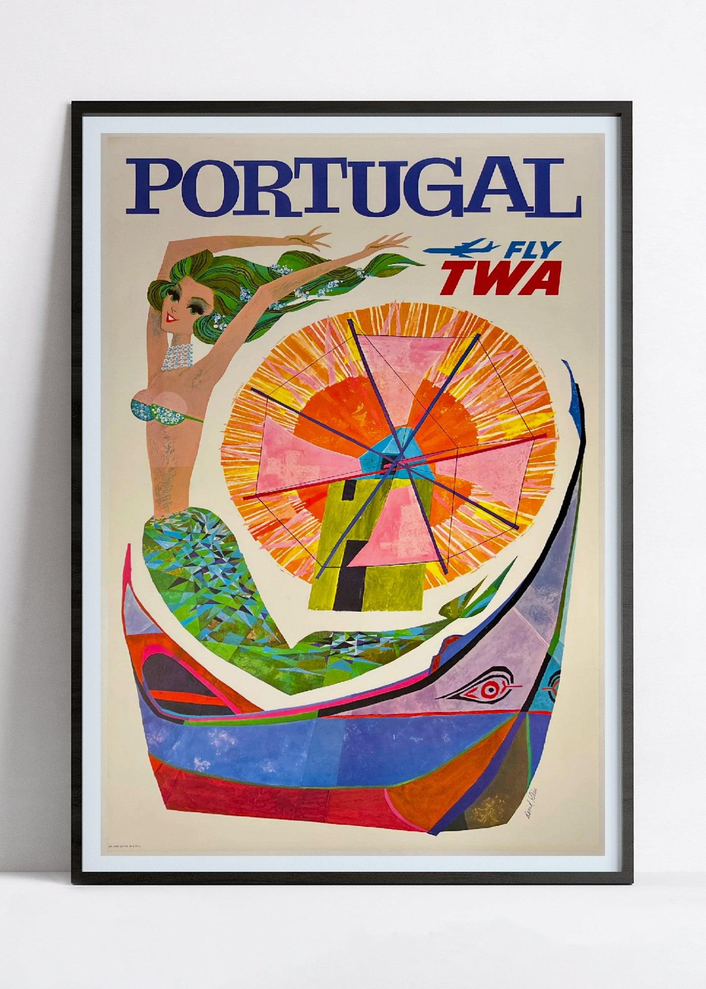Affiche voyage vintage "Portugal" - TWA - Haute Définition - papier mat 230gr/m² - Poster Vintage