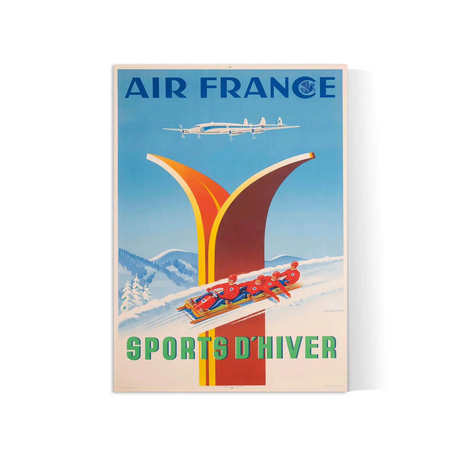 Air France-Poster „Wintersport“ – Alexis Kow – High Definition – mattes Papier 230 g/m²