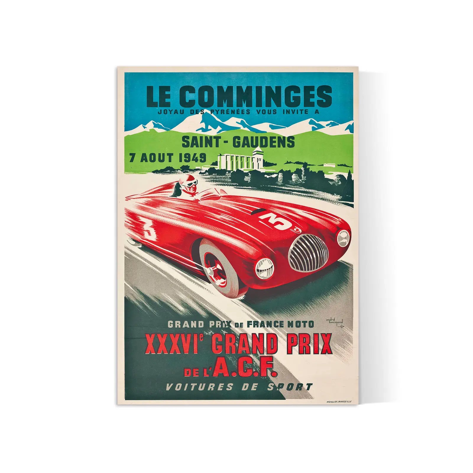 Oldtimer-Poster „Le Comminges Grand Prix“ – André Bermond – High Definition – mattes Papier 230 g/m²