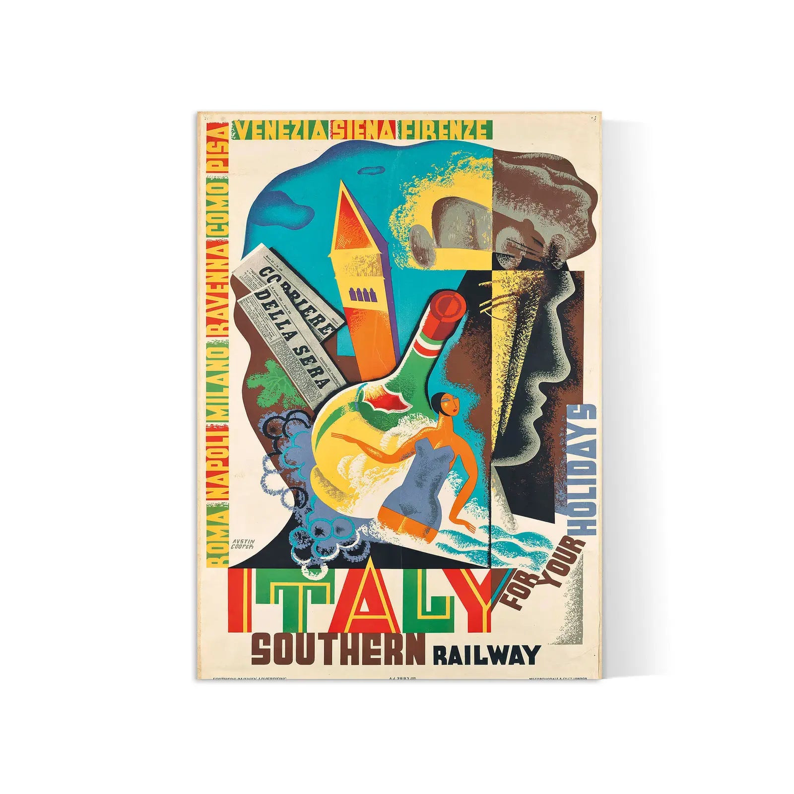 Vintage-Reiseplakat „Italienische Südbahn“ – High Definition – mattes Papier 230 g/m²