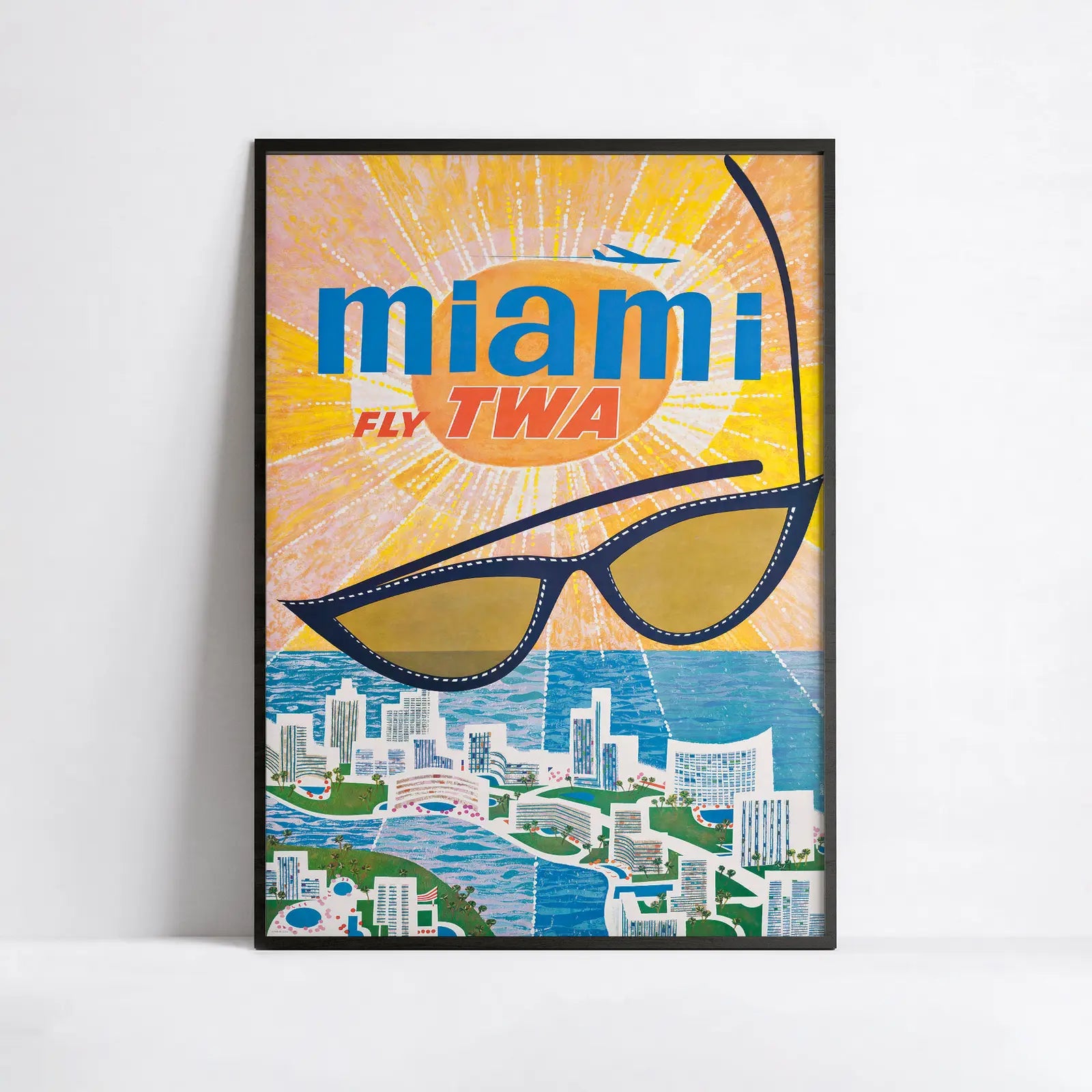 Affiche Aviation vintage "Miami Fly TWA" - David Klein - Haute Définition - papier mat 230gr/m²
