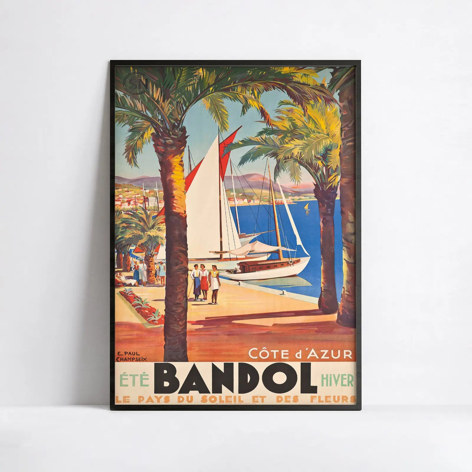 Affiche voyage vintage "Bandol" - E. Paul Champseix - Haute Définition - papier mat 230gr/m²