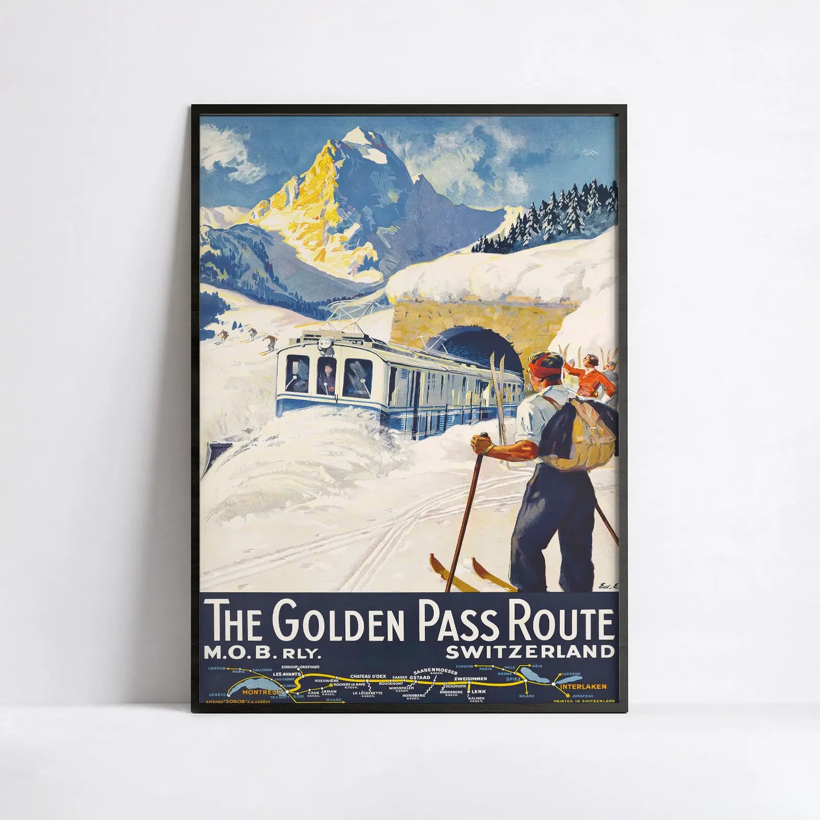 Affiche voyage vintage "Vevey Montreux Riviera du Léman" - Édouard Elzingre - Haute Définition - papier mat 230gr/m²