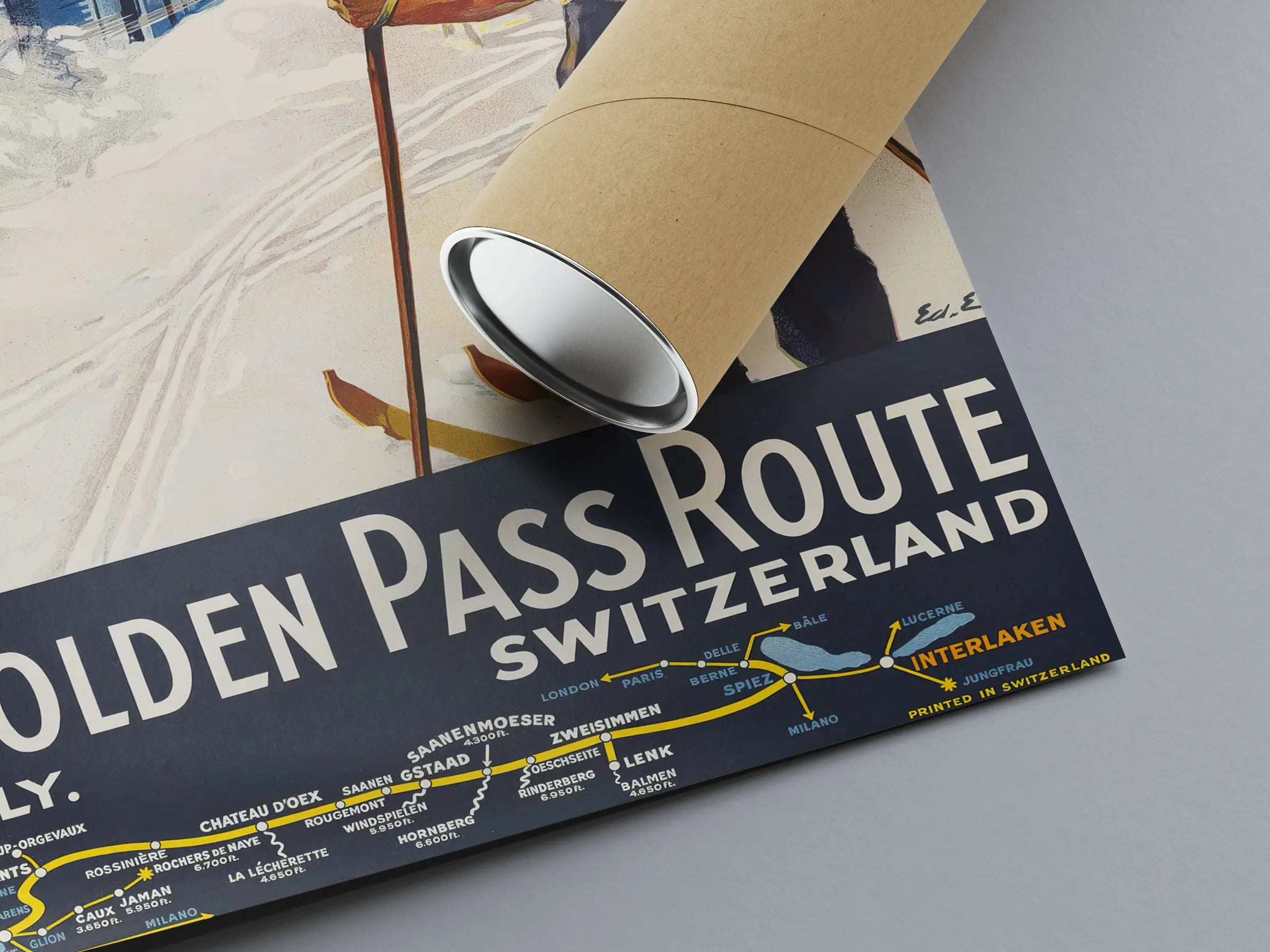 Affiche voyage vintage "Vevey Montreux Riviera du Léman" - Édouard Elzingre - Haute Définition - papier mat 230gr/m²