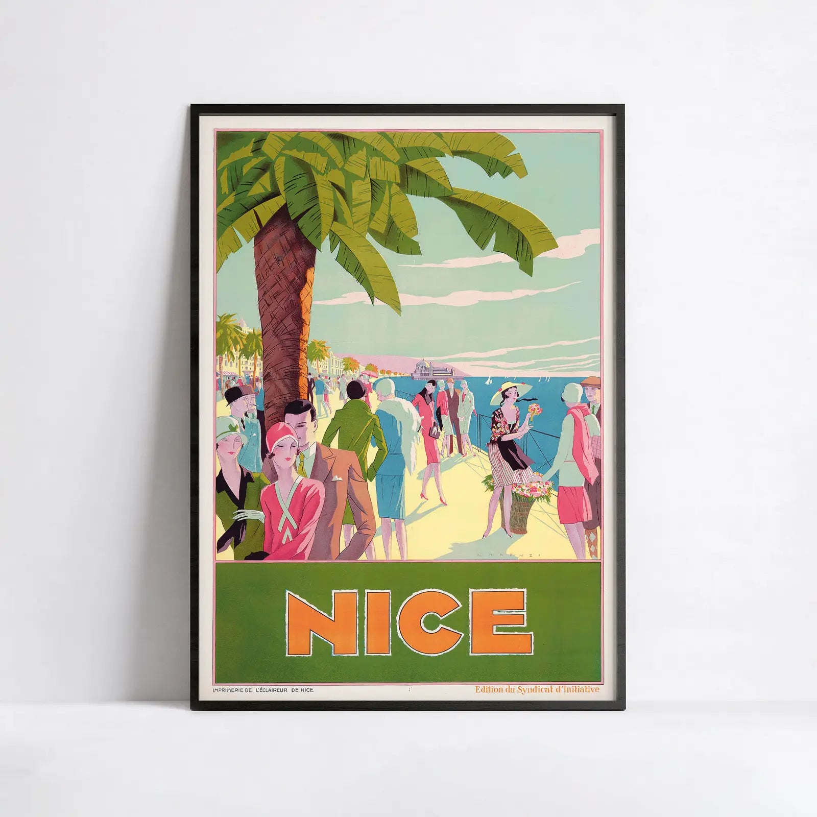 Affiche ville vintage "Nice" - Fabius Lorenzi - Haute Définition - papier mat 230gr/m²