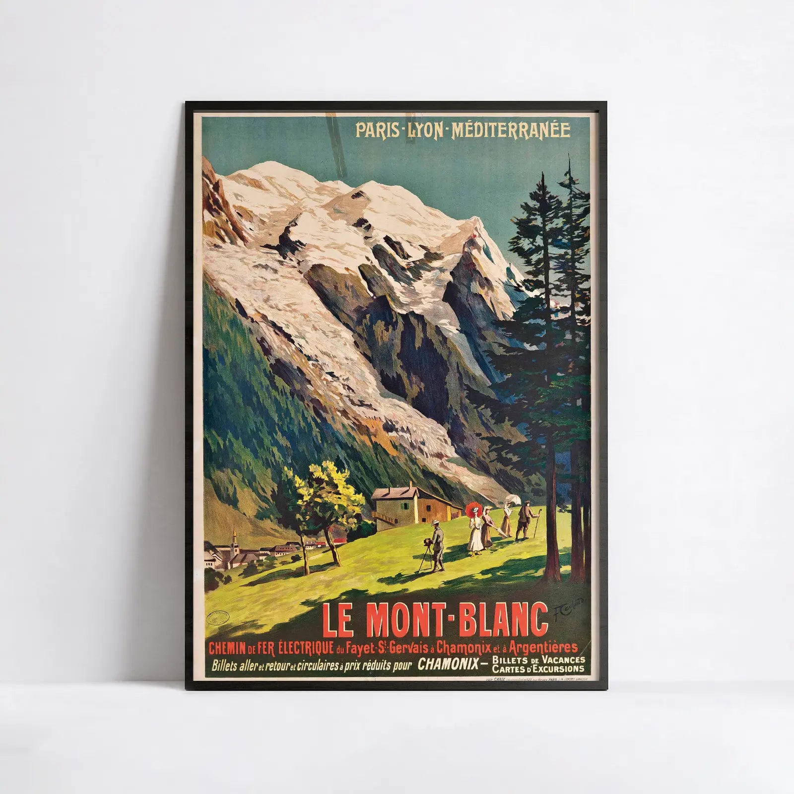 Affiche montagne vintage "Le Mont Blanc Chamonix" - François-Charles Cachoud - Haute Définition - papier mat 230gr/m²