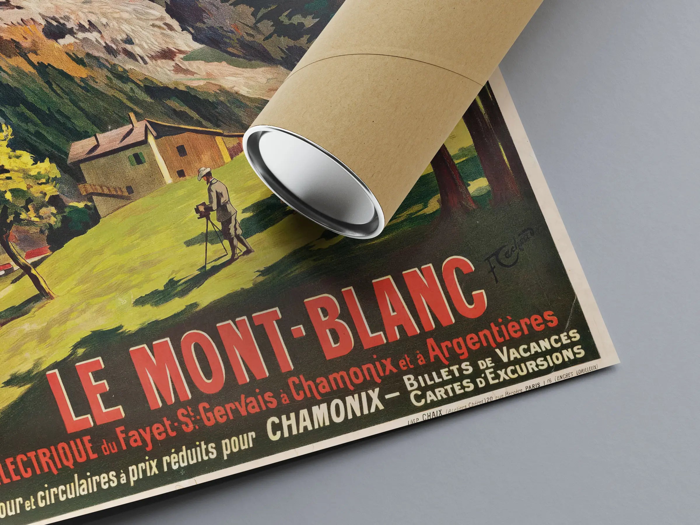 Affiche montagne vintage "Le Mont Blanc Chamonix" - François-Charles Cachoud - Haute Définition - papier mat 230gr/m²