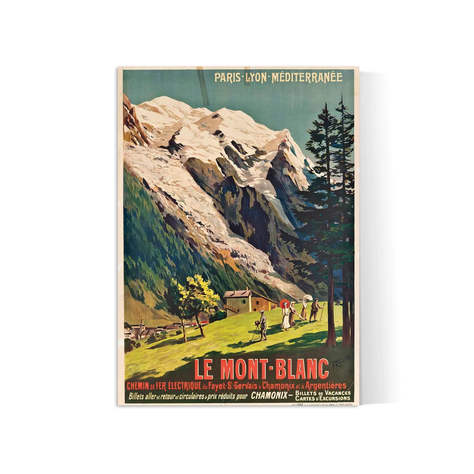 Affiche montagne vintage "Le Mont Blanc Chamonix" - François-Charles Cachoud - Haute Définition - papier mat 230gr/m²