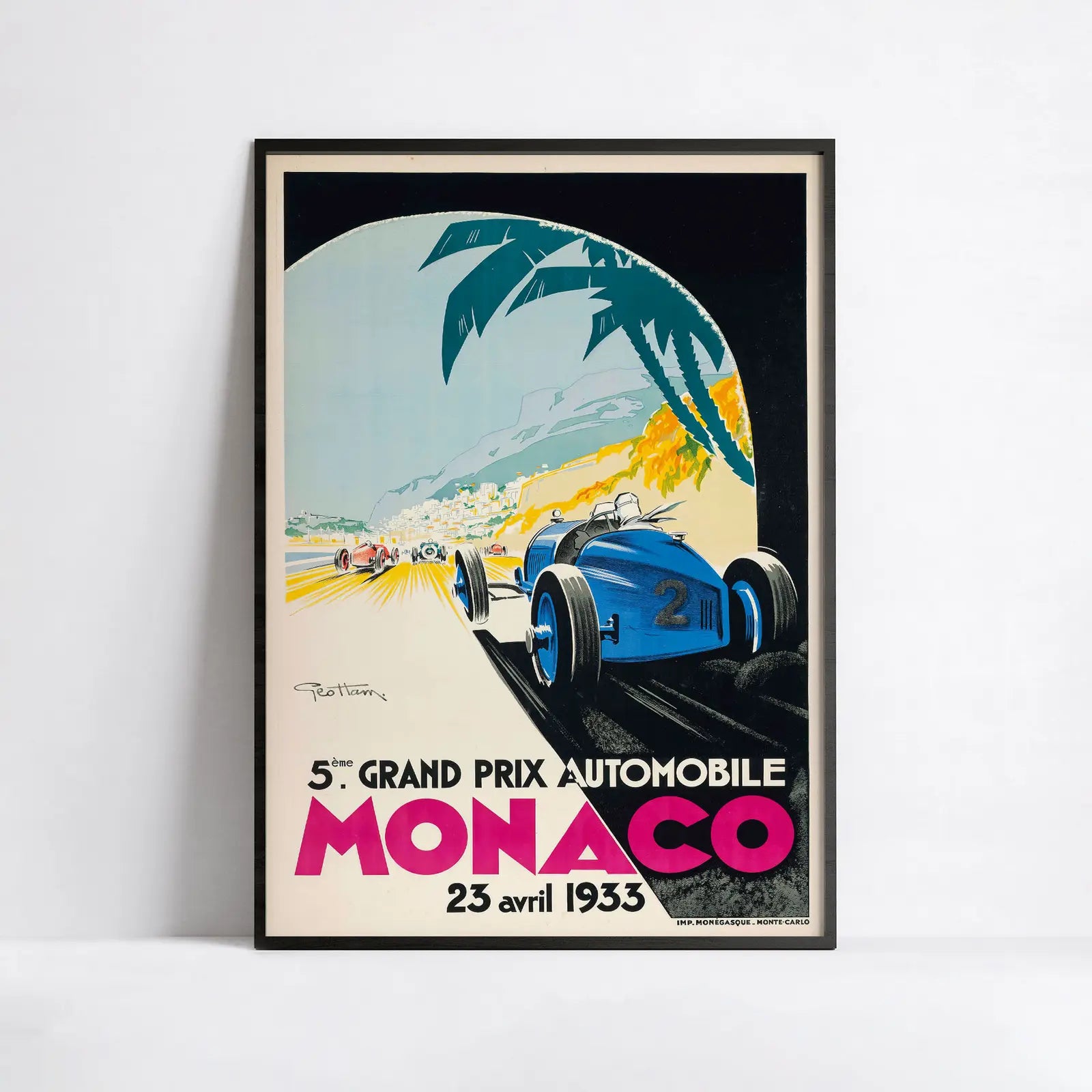 Affiche voiture vintage "Monaco 1933" - Géo Ham - Haute Définition - papier mat 230gr/m²