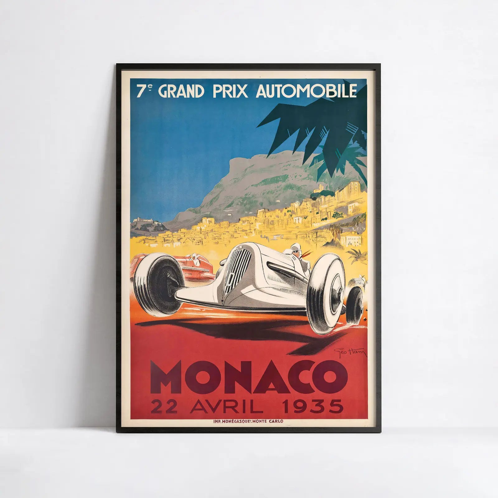 Affiche voiture vintage "Monaco 1935" - Géo Ham - Haute Définition - papier mat 230gr/m²