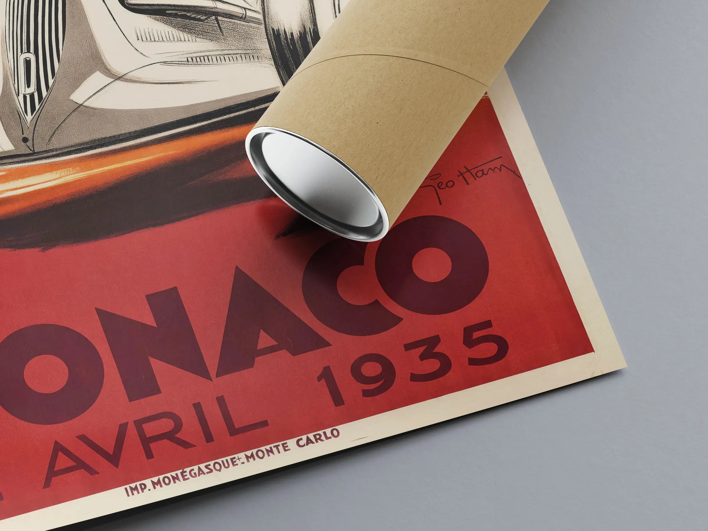 Affiche voiture vintage "Monaco 1935" - Géo Ham - Haute Définition - papier mat 230gr/m²