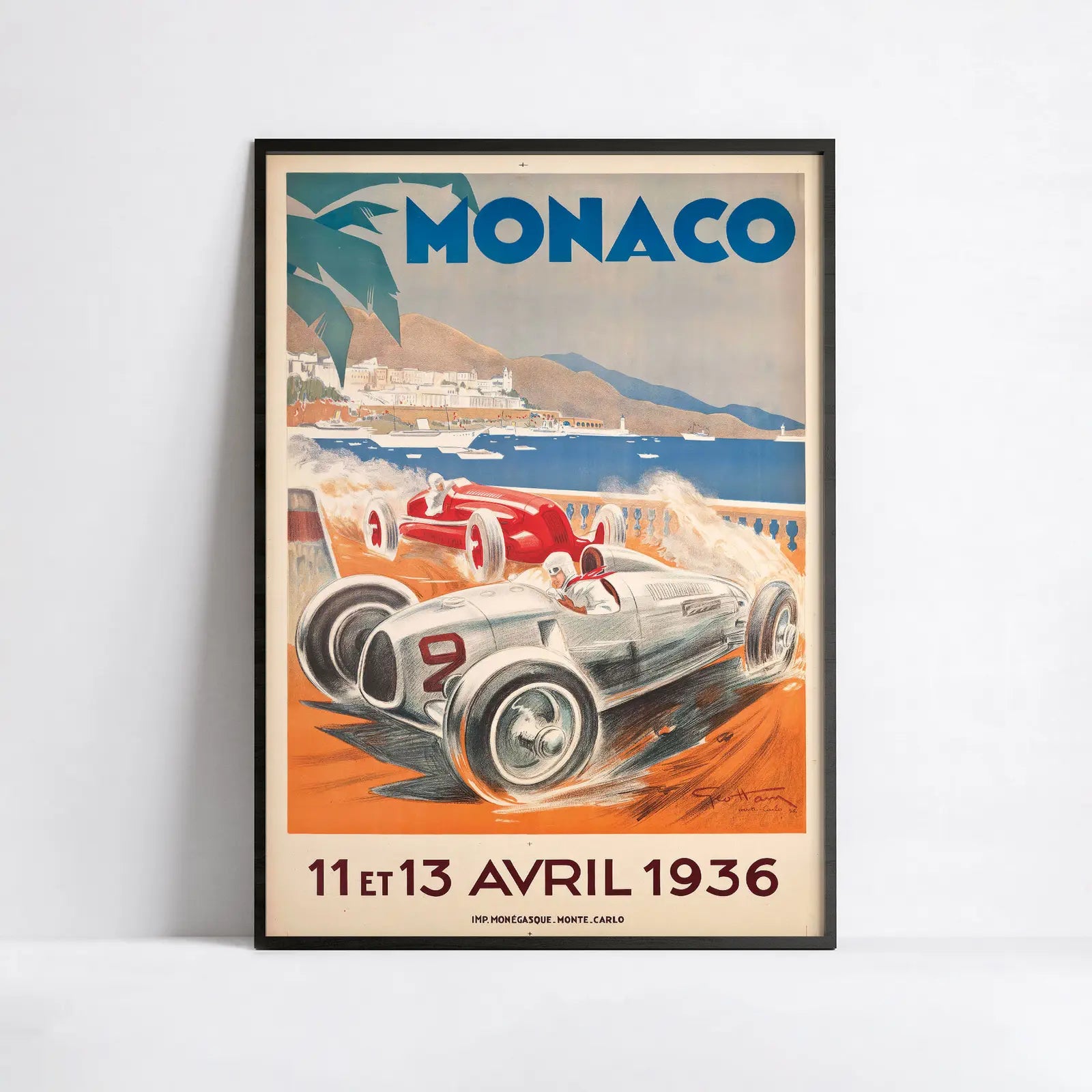 Affiche voiture vintage "Monaco 1936" - Géo Ham - Haute Définition - papier mat 230gr/m²