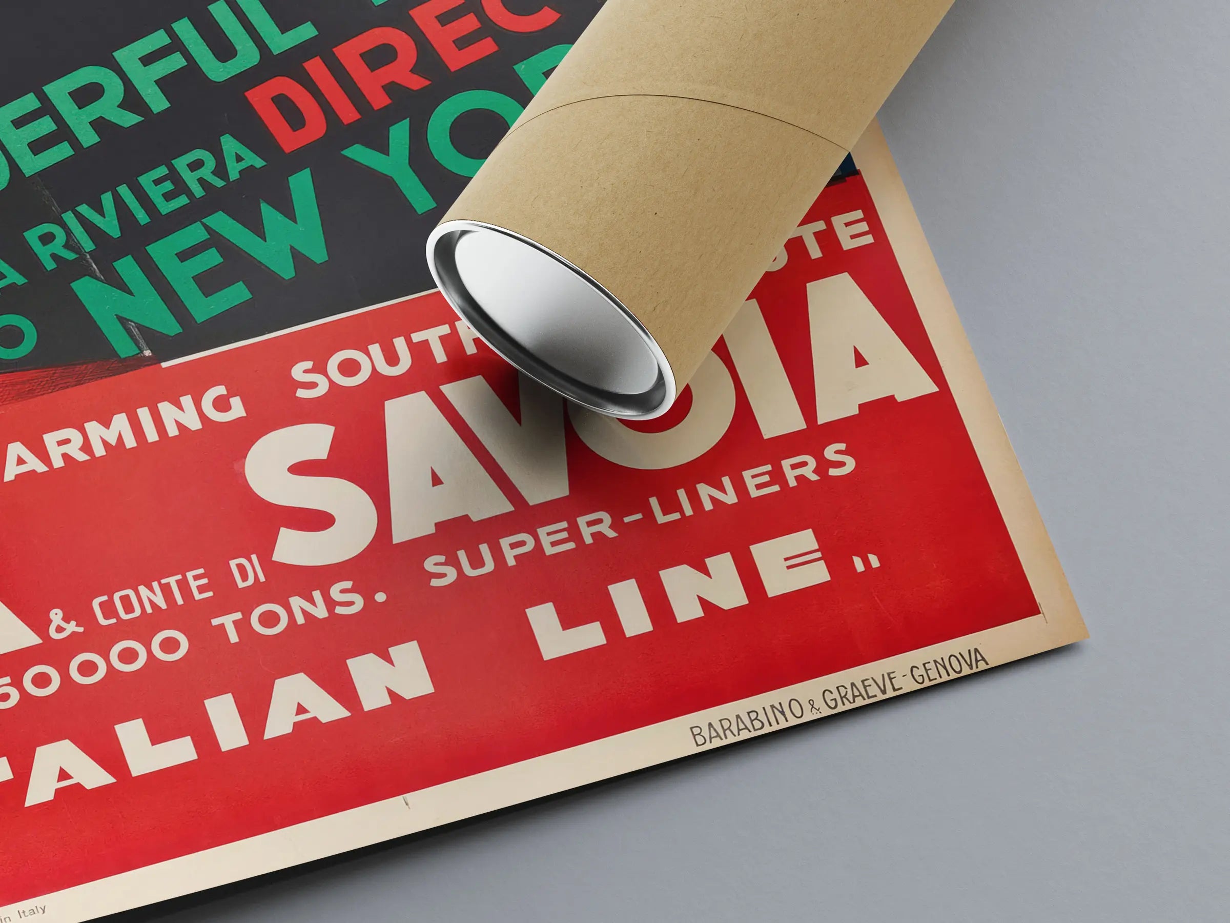 Affiche voyage vintage "New York Italian Line" - Giovanni Patrone - Haute Définition - papier mat 230gr/m²