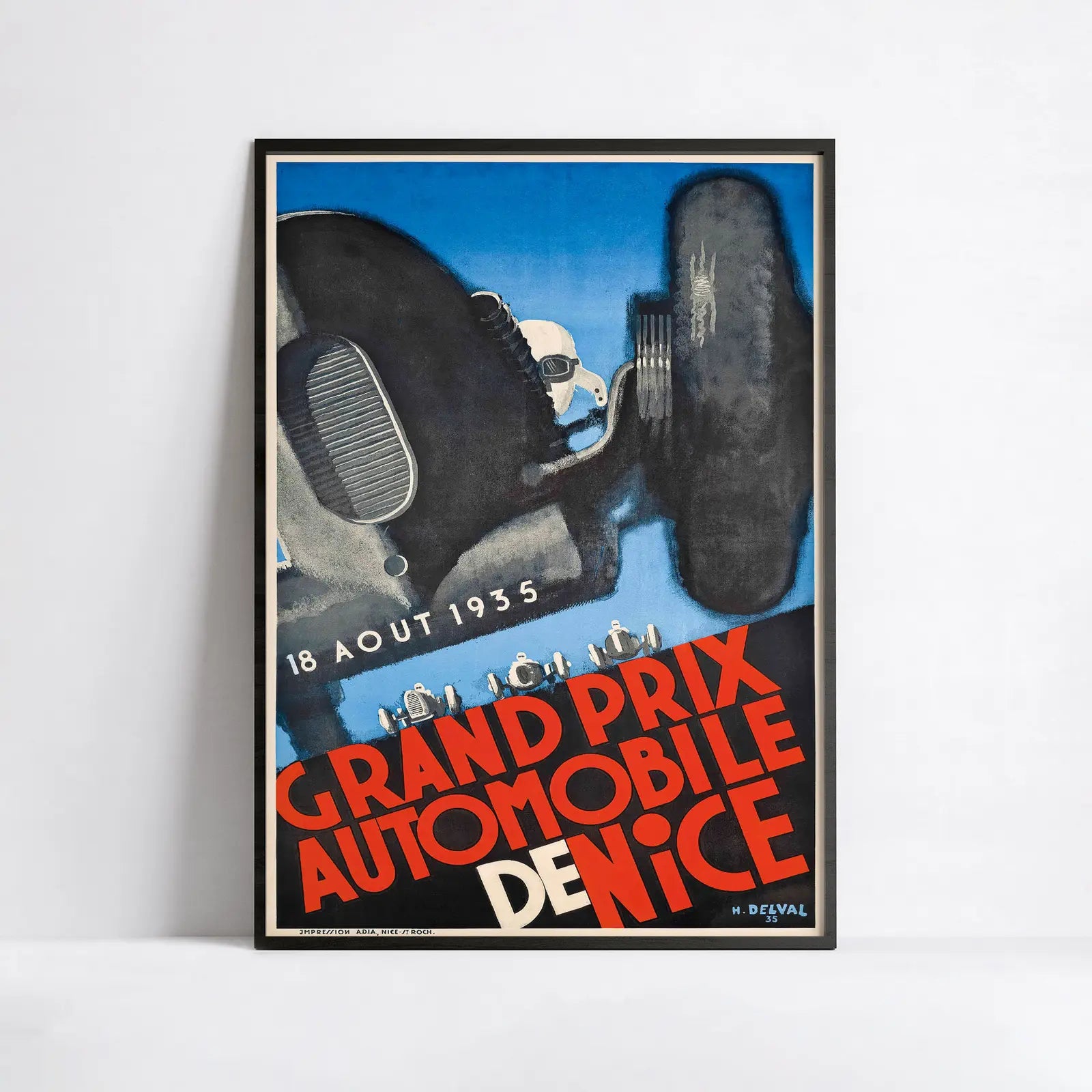 Affiche voiture vintage "Grand Prix Automobile de Nice" - Henri Delval - Haute Définition - papier mat 230gr/m²