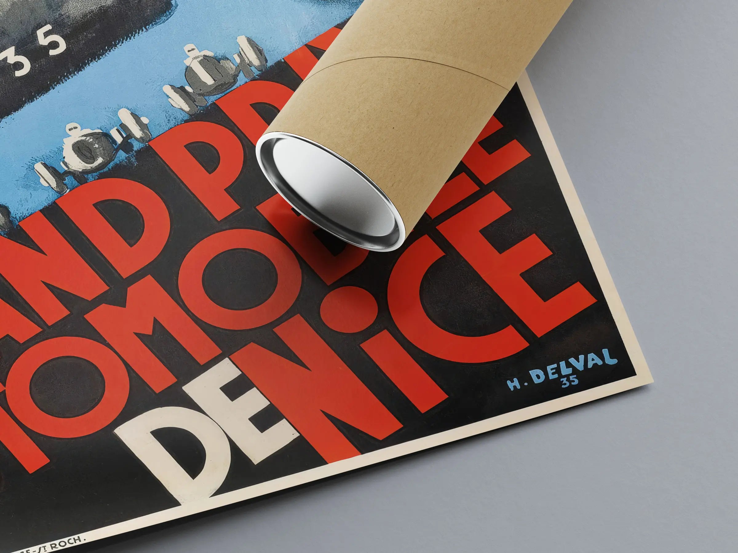 Affiche voiture vintage "Grand Prix Automobile de Nice" - Henri Delval - Haute Définition - papier mat 230gr/m²