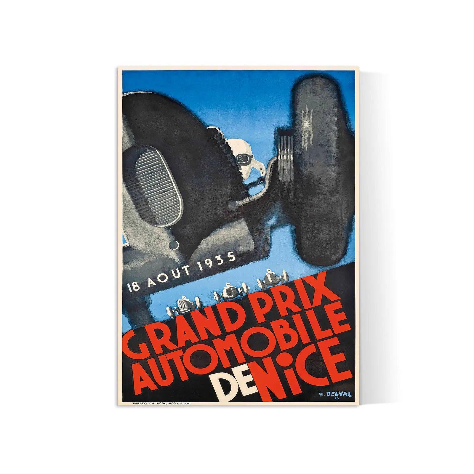 Oldtimer-Poster „Grand Prix Automobile de Nice“ – Henri Delval – High Definition – mattes Papier 230 g/m²