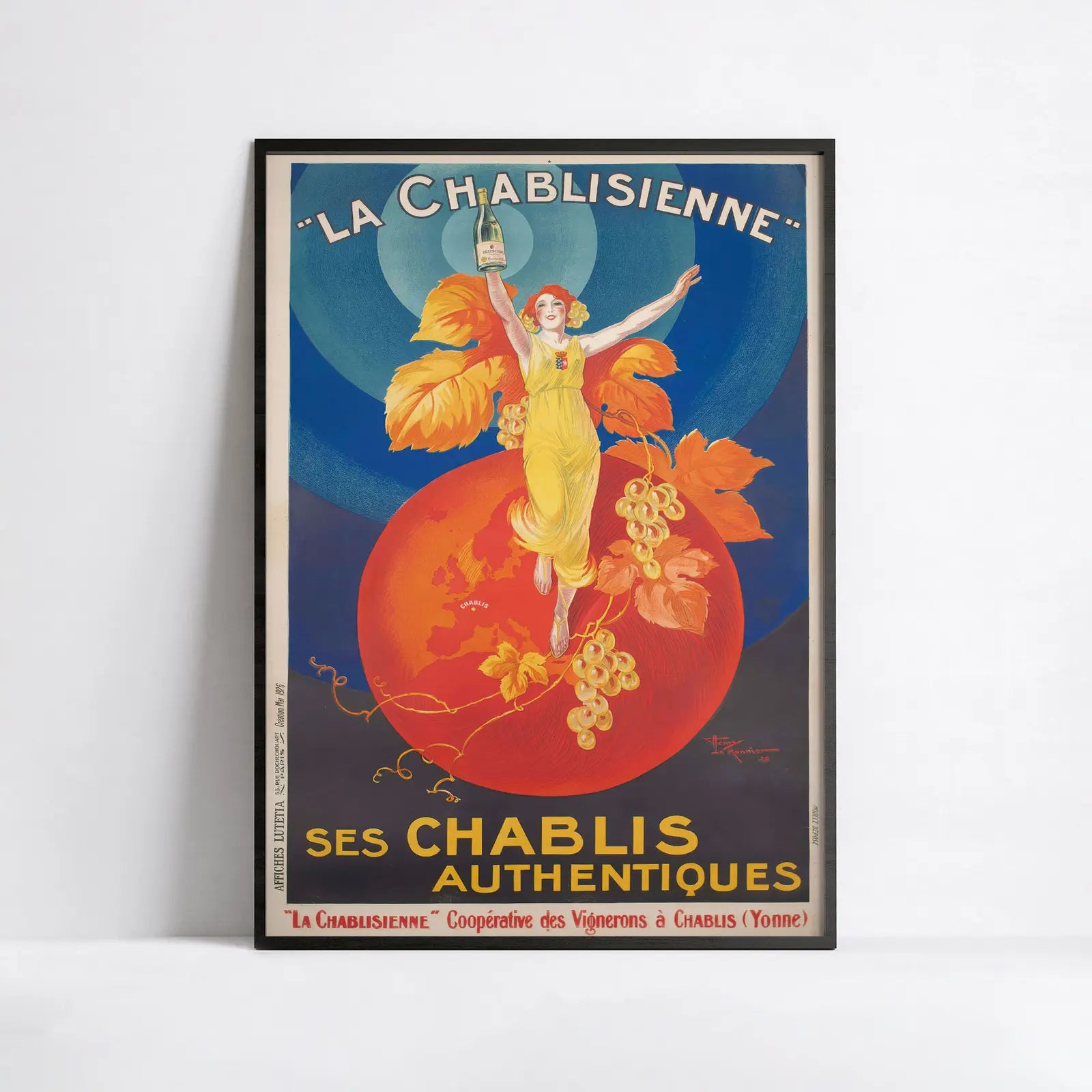 Affiche vin vintage "La chablisienne" - Henry Le Monnier - Haute Définition - papier mat 230gr/m²