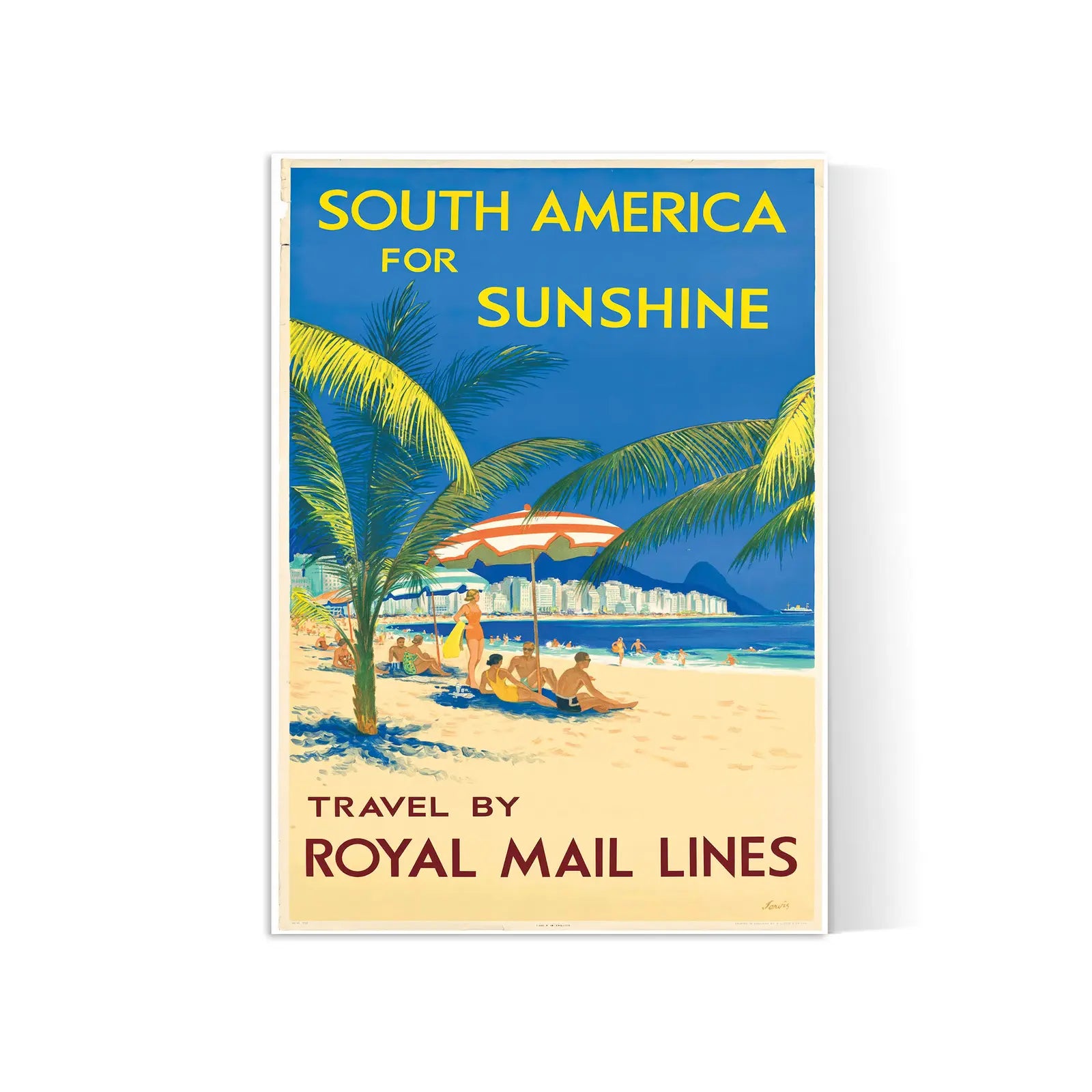 Affiche voyage vintage "South America for Sunshine" - Jarvis - Haute Définition - papier mat 230gr/m²