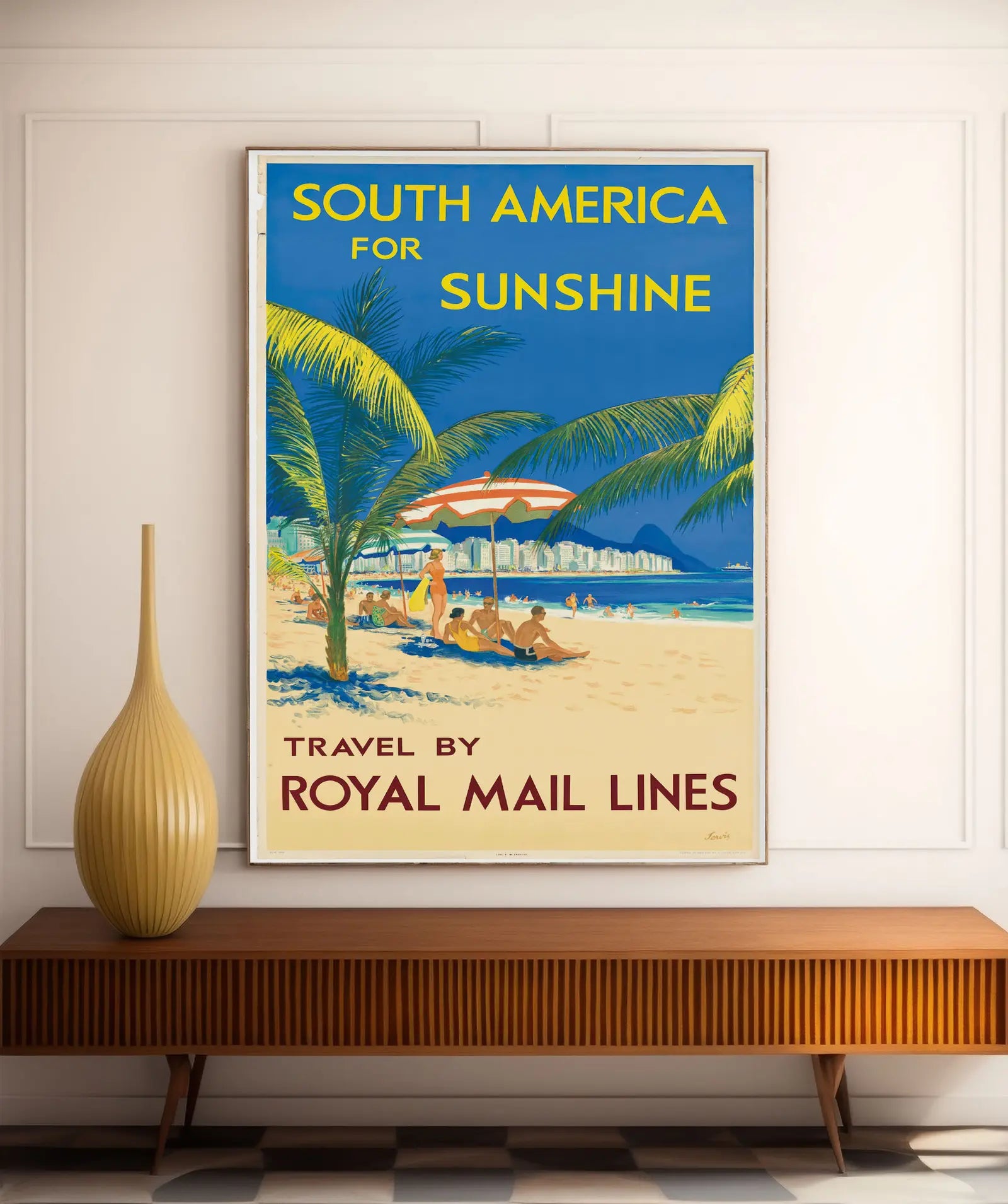 Affiche voyage vintage "South America for Sunshine" - Jarvis - Haute Définition - papier mat 230gr/m²