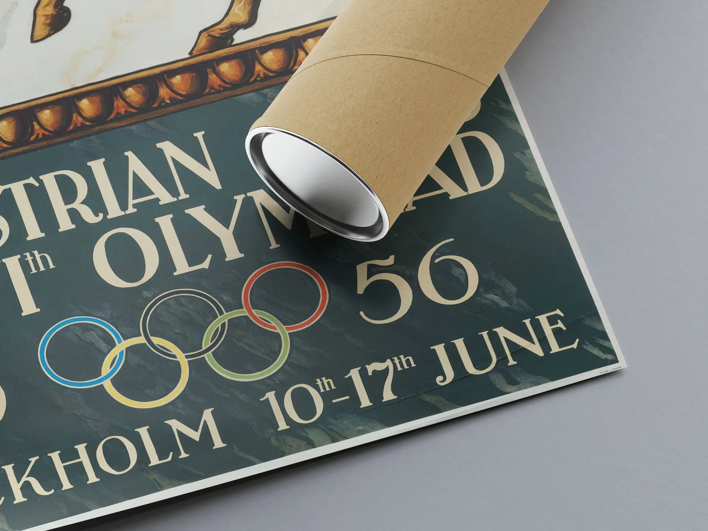 Affiche Jeux Olympiques vintage "Equestrian Games XVIth Olympiad Stockholm" - John Sporvle - Haute Définition - papier mat 230gr/m²