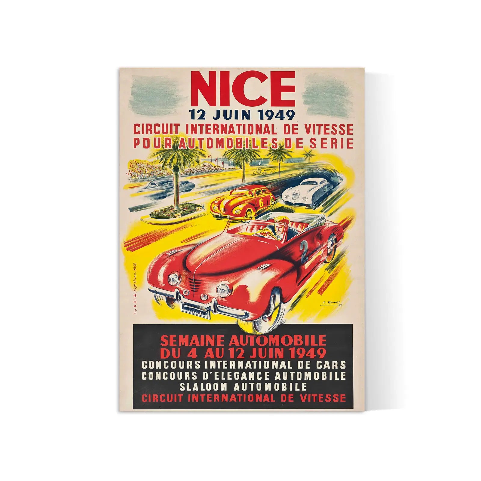 Affiche vintage "Nice Circuit International de Vitesse 1949" - Ramel - Haute Définition - papier mat 230gr/m²