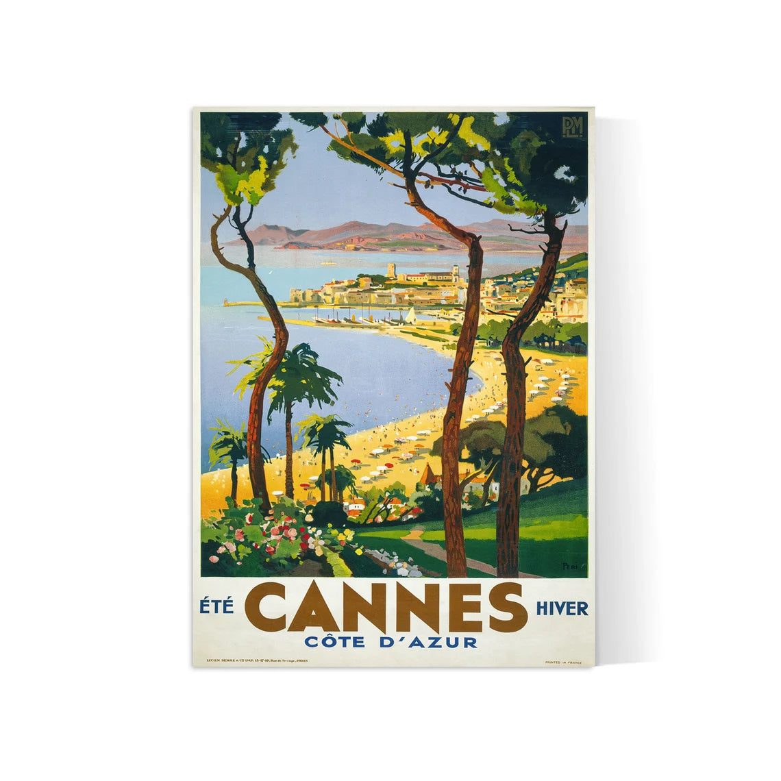 Affiche ville vintage "Cannes"  - Haute Définition - papier mat 230gr/m²