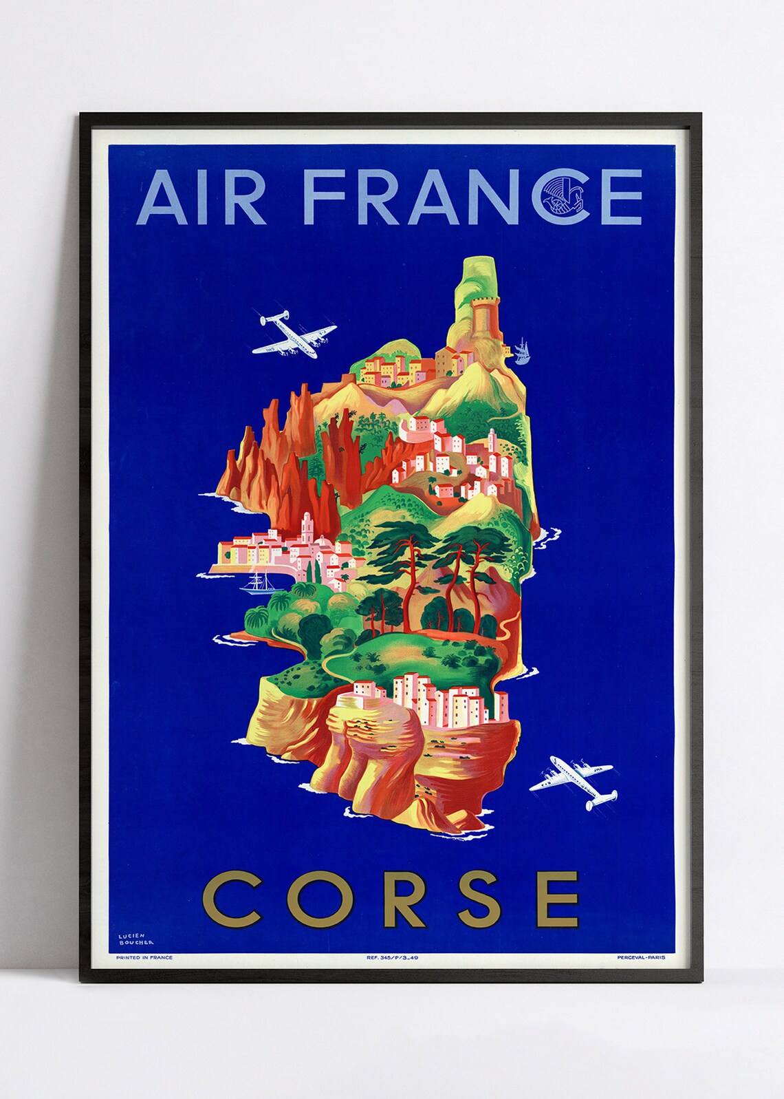Affiche Air France "Corse" - Lucien Boucher - Haute Définition - papier mat 230gr/m2