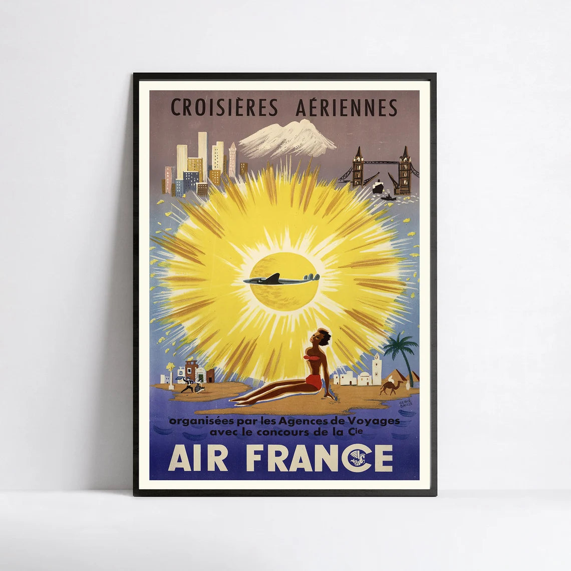 Affiche Air France "Croisières aériennes" - Hervé Baille - Haute Définition - papier mat 230gr/m2