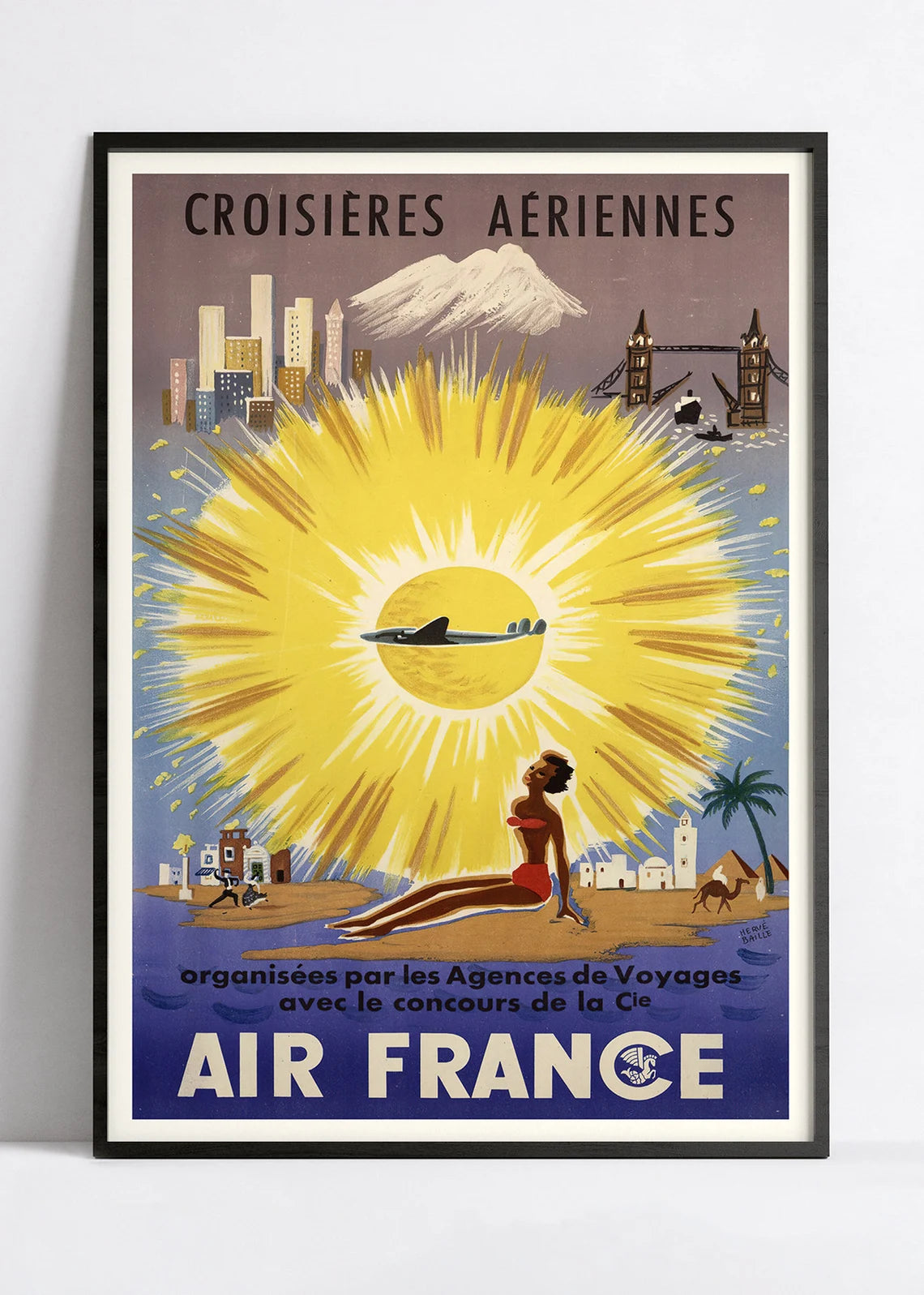 Affiche Air France "Croisières aériennes" - Hervé Baille - Haute Définition - papier mat 230gr/m2