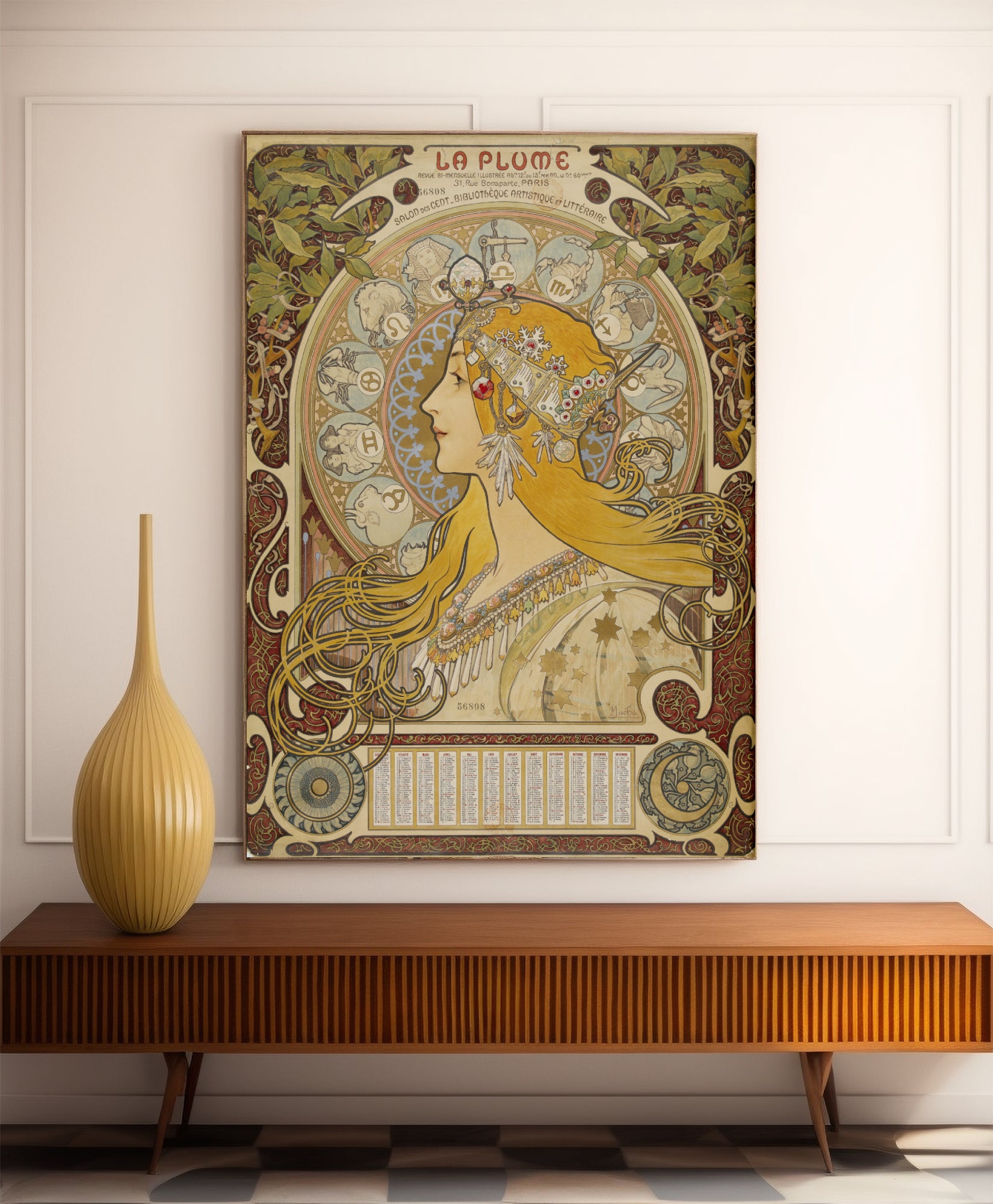 Affiche Alphonse Mucha "Zodiac" vintage - Art Nouveau - Haute Définition - papier mat 230gr/m2