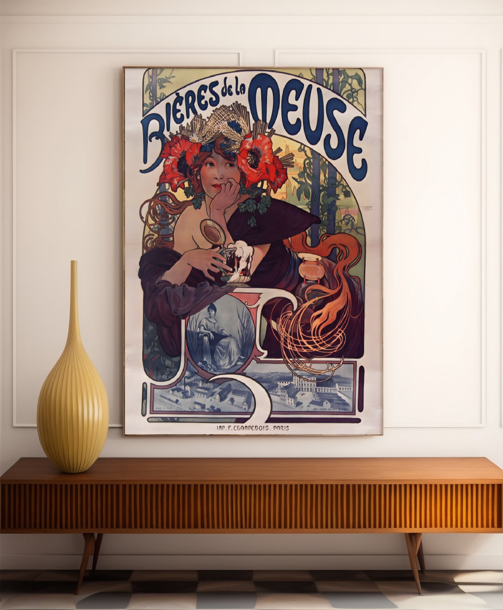 Affiche Alphonse Mucha "Bières de la Meuse" vintage - Art Nouveau - Haute Définition - papier mat 230gr/m2