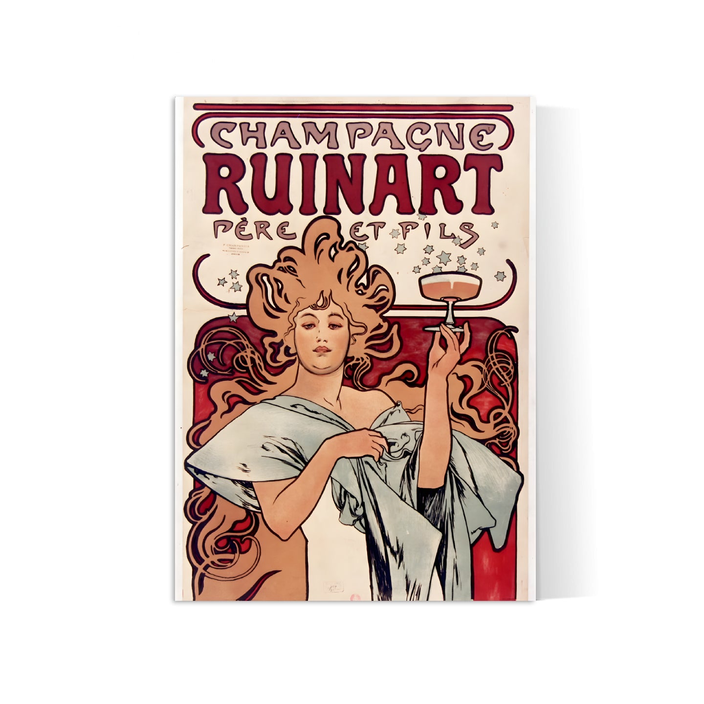 Affiche Alphonse Mucha "Champagne Ruinart" - Art Nouveau - Haute Définition - papier mat 230gr/m2