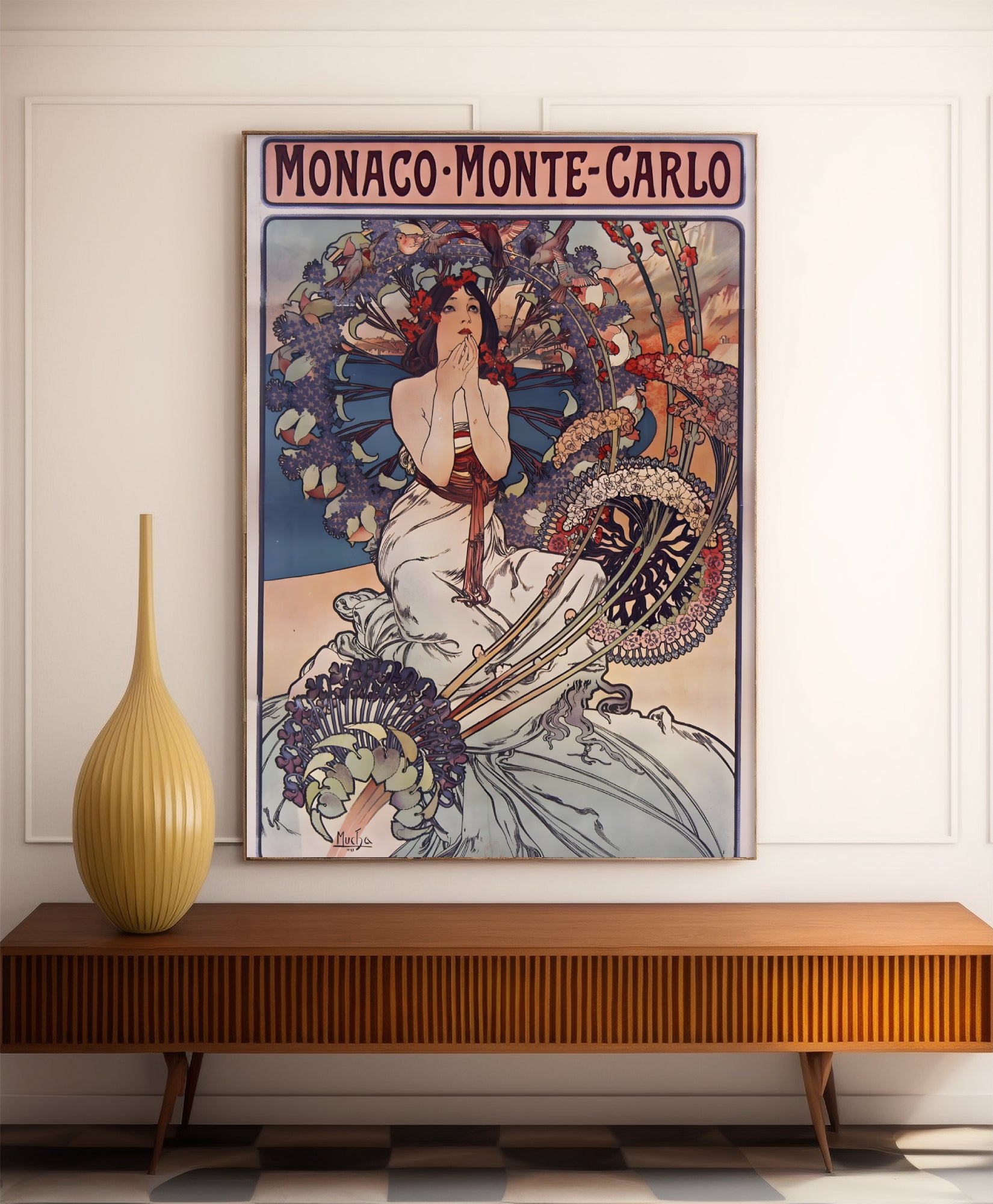 Affiche "Monaco -Monte Carlo" vintage - Alphonse Mucha - Haute Définition - papier mat 230gr/m2