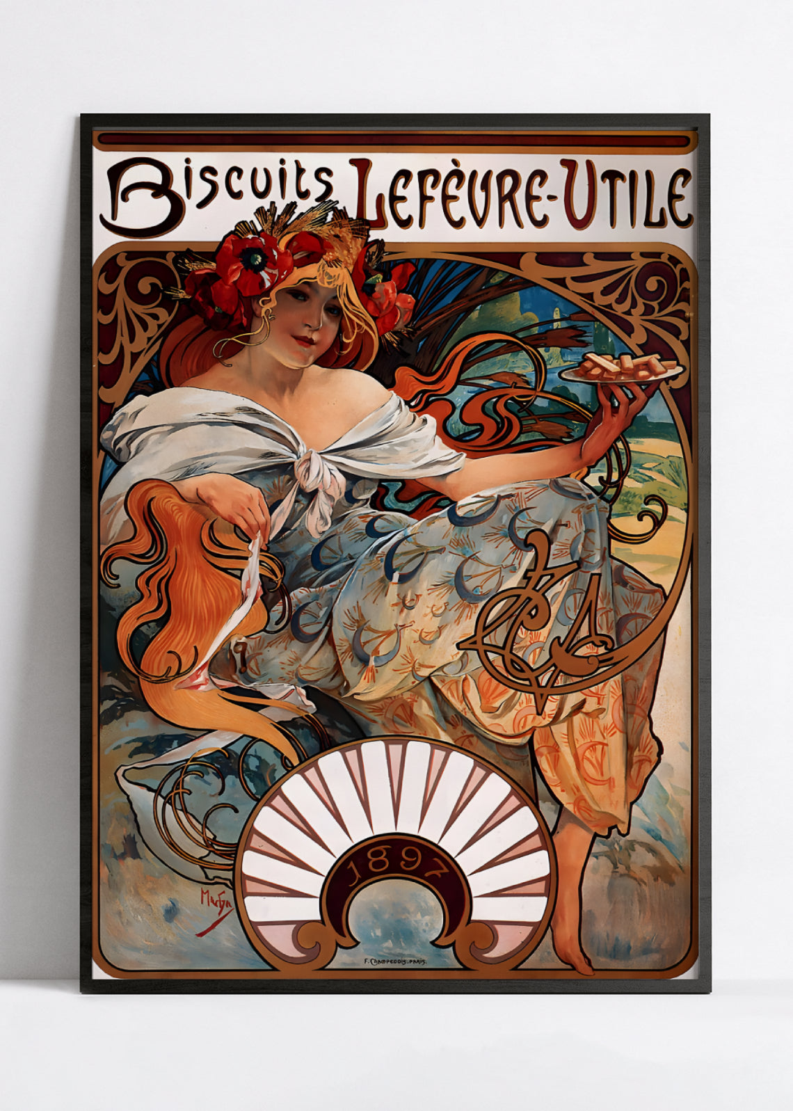 Affiche Alphonse Mucha "Biscuits Lefèvre Utile" - Art Nouveau - Haute Définition - papier mat 230gr/m2