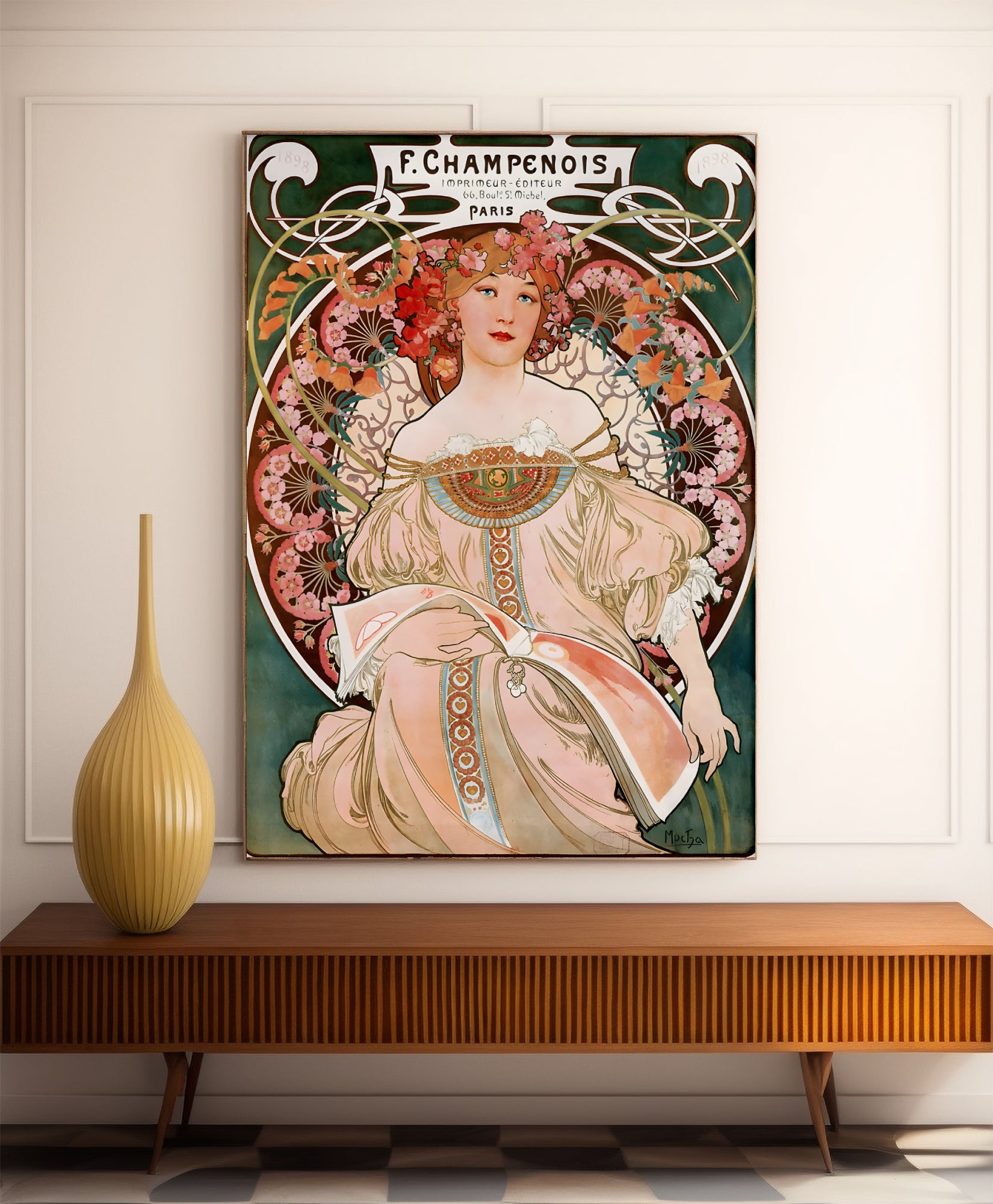 Affiche Alphonse Muchat "Champenois" - Art Nouveau - Haute Définition - papier mat 230gr/m2