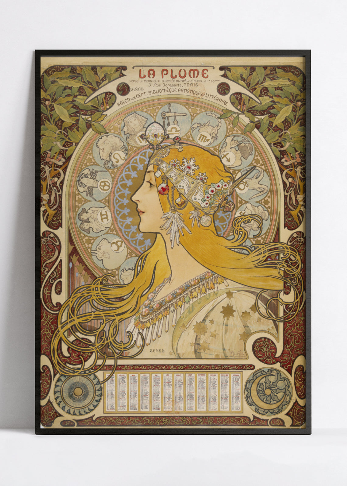 Affiche Alphonse Mucha "Zodiac" vintage - Art Nouveau - Haute Définition - papier mat 230gr/m2