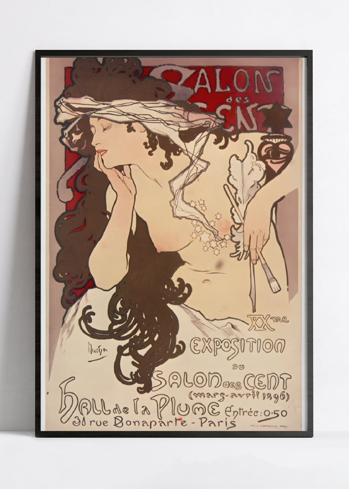 Affiche "Salon des cent" vintage - Alphonse Mucha - Haute Définition - papier mat 230gr/m2