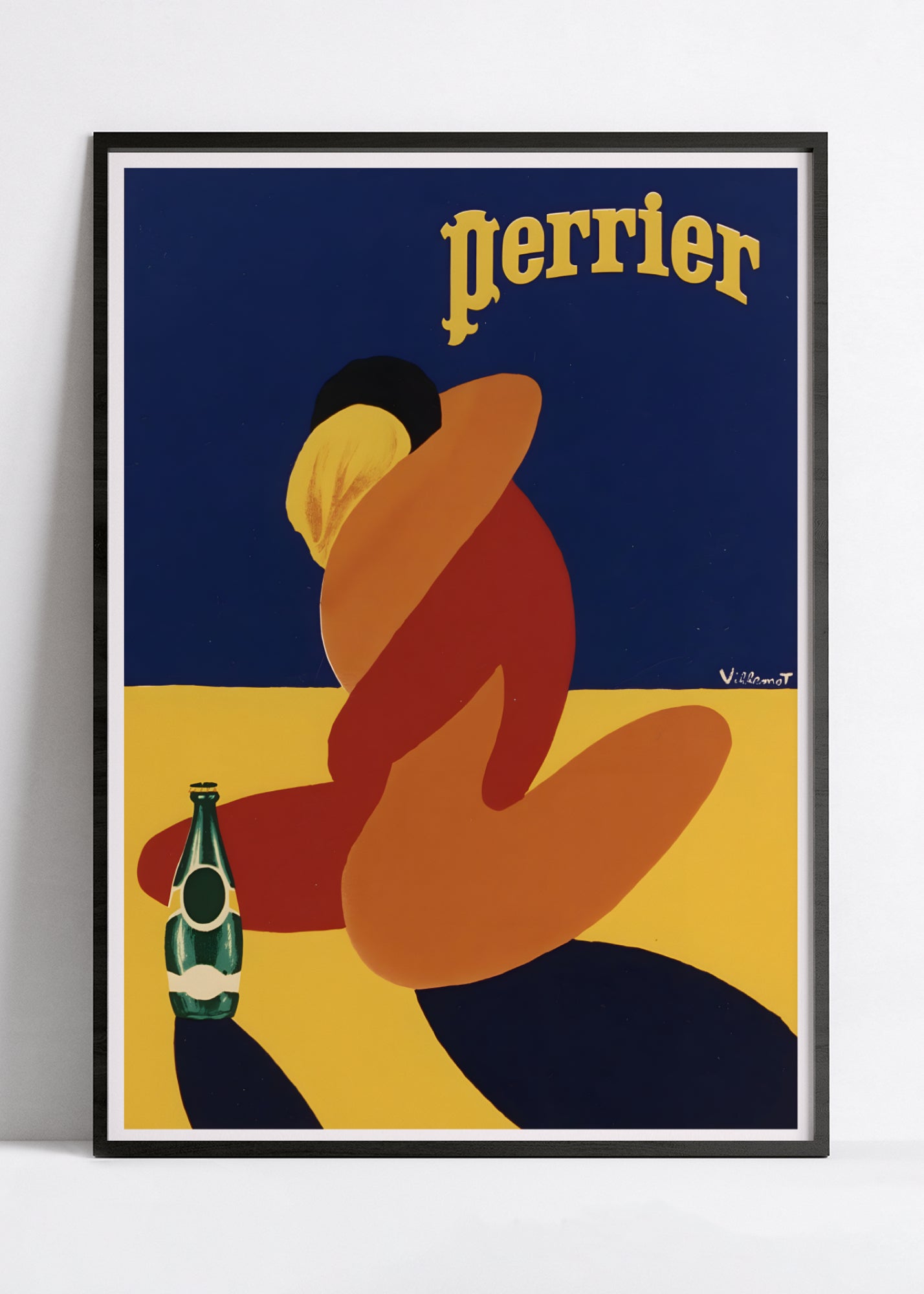 Affiche Perrier "Couple enlacé" - Villemot - Cuisine Vintage - Haute Définition - papier mat 230gr/m²