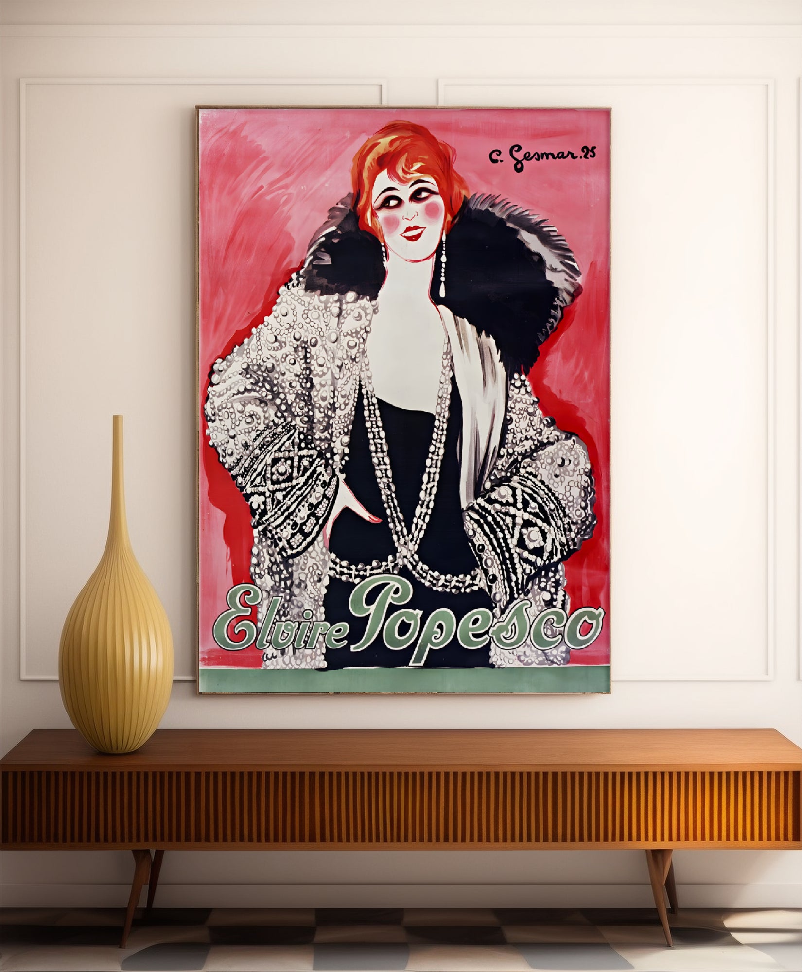 Affiche cabaret vintage "Elvire Popesco" - Charles Gesmar - Haute Définition - papier mat 230gr/m²