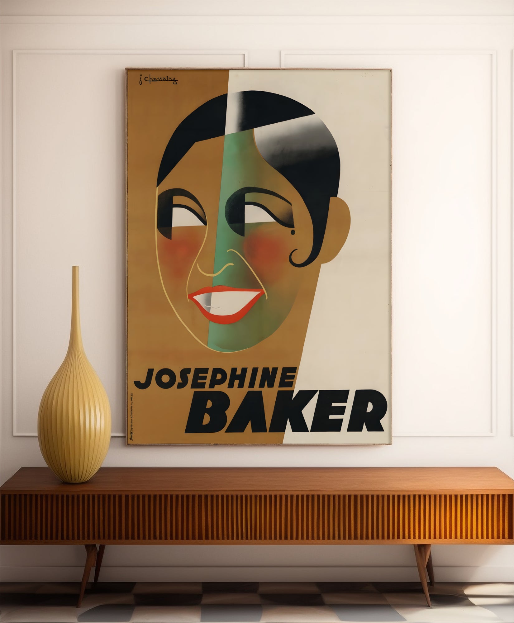 Affiche cabaret vintage " josephine Baker" - Jean Chassaing - Haute Définition - papier mat 230gr/m²