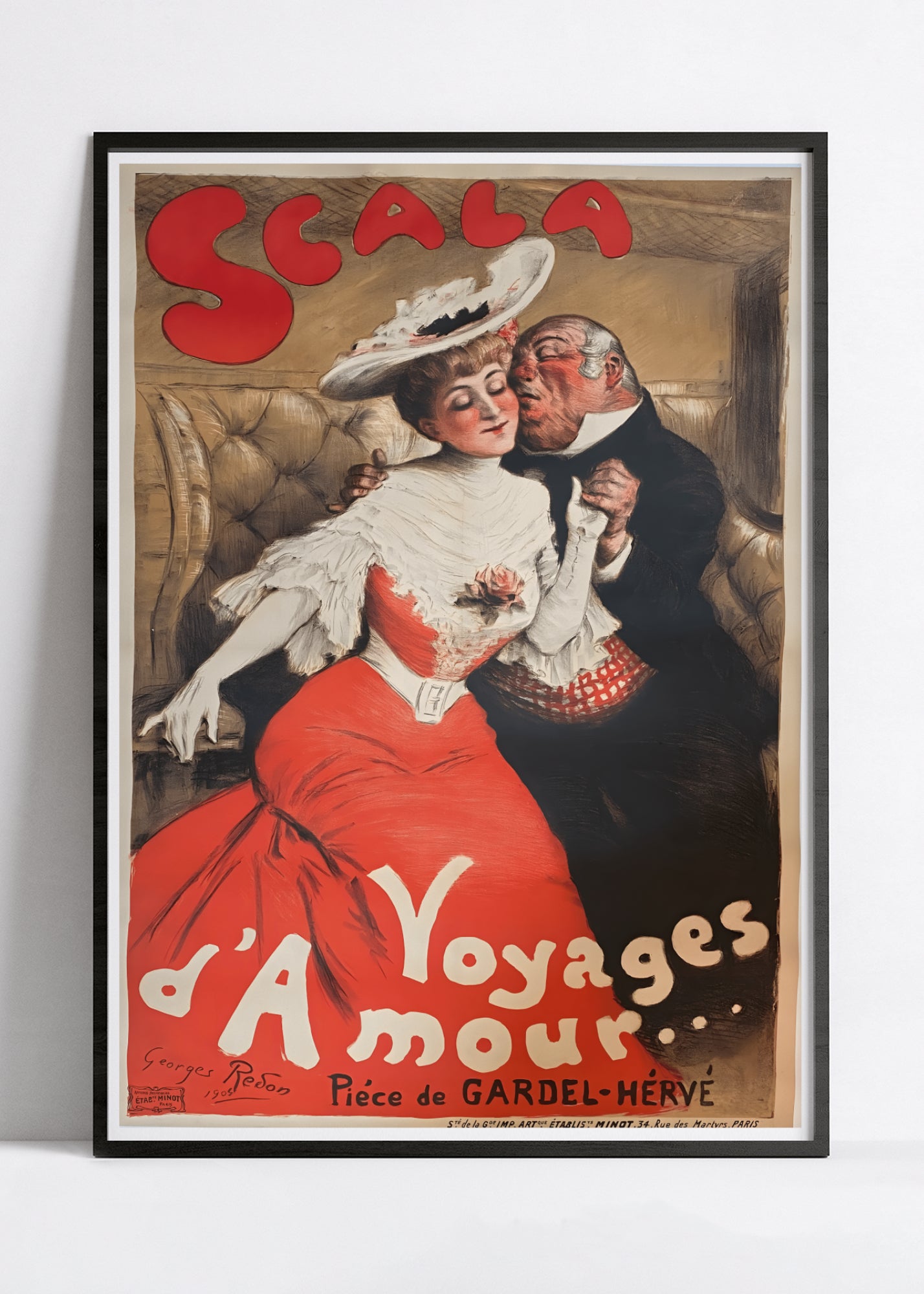 Vintage-Kabarettplakat „Scala – Reisen der Liebe“ – Georges Redon – High Definition – mattes Papier 230 g/m²