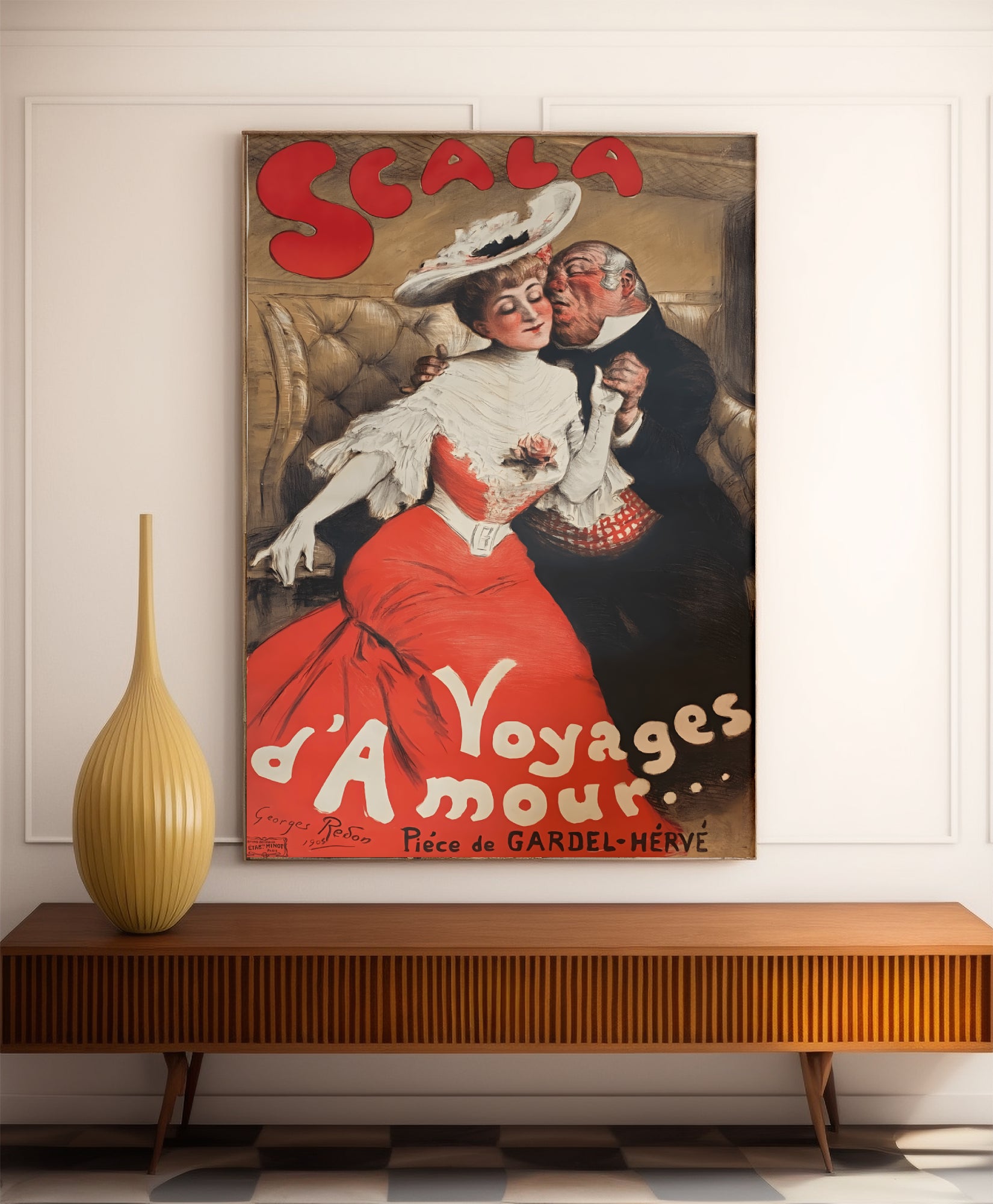 Vintage cabaret poster "Scala - journeys of love" - ​​Georges Redon - High Definition - matte paper 230gr/m²