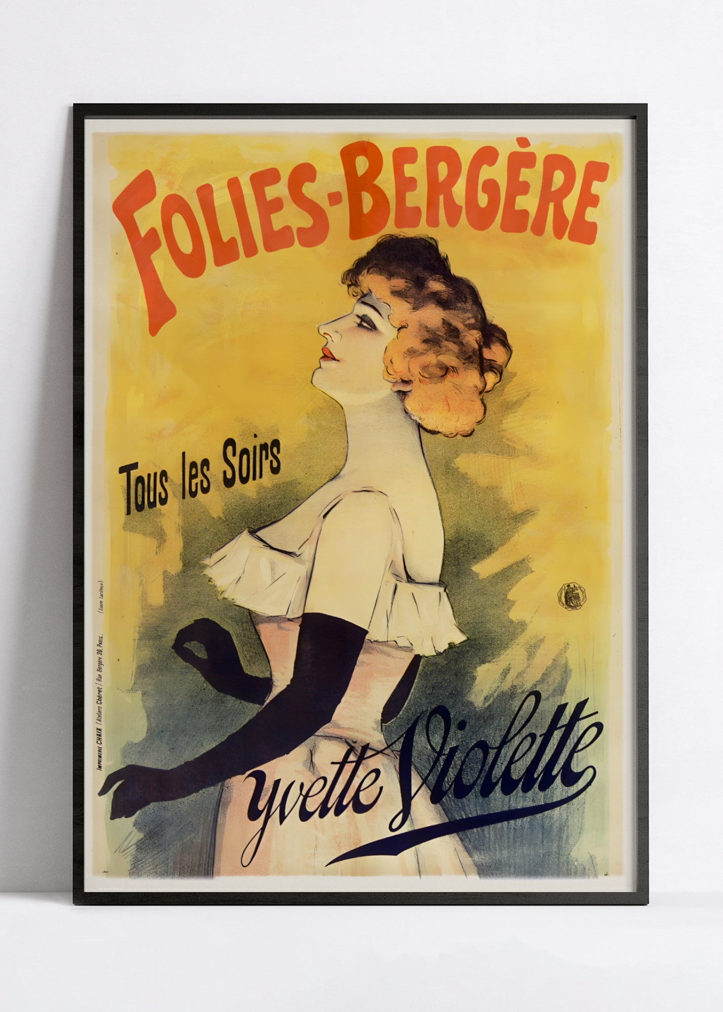 Affiche cabaret vintage "Folies Bergères : Yvette Violette" - Haute Définition - papier mat 230gr/m²