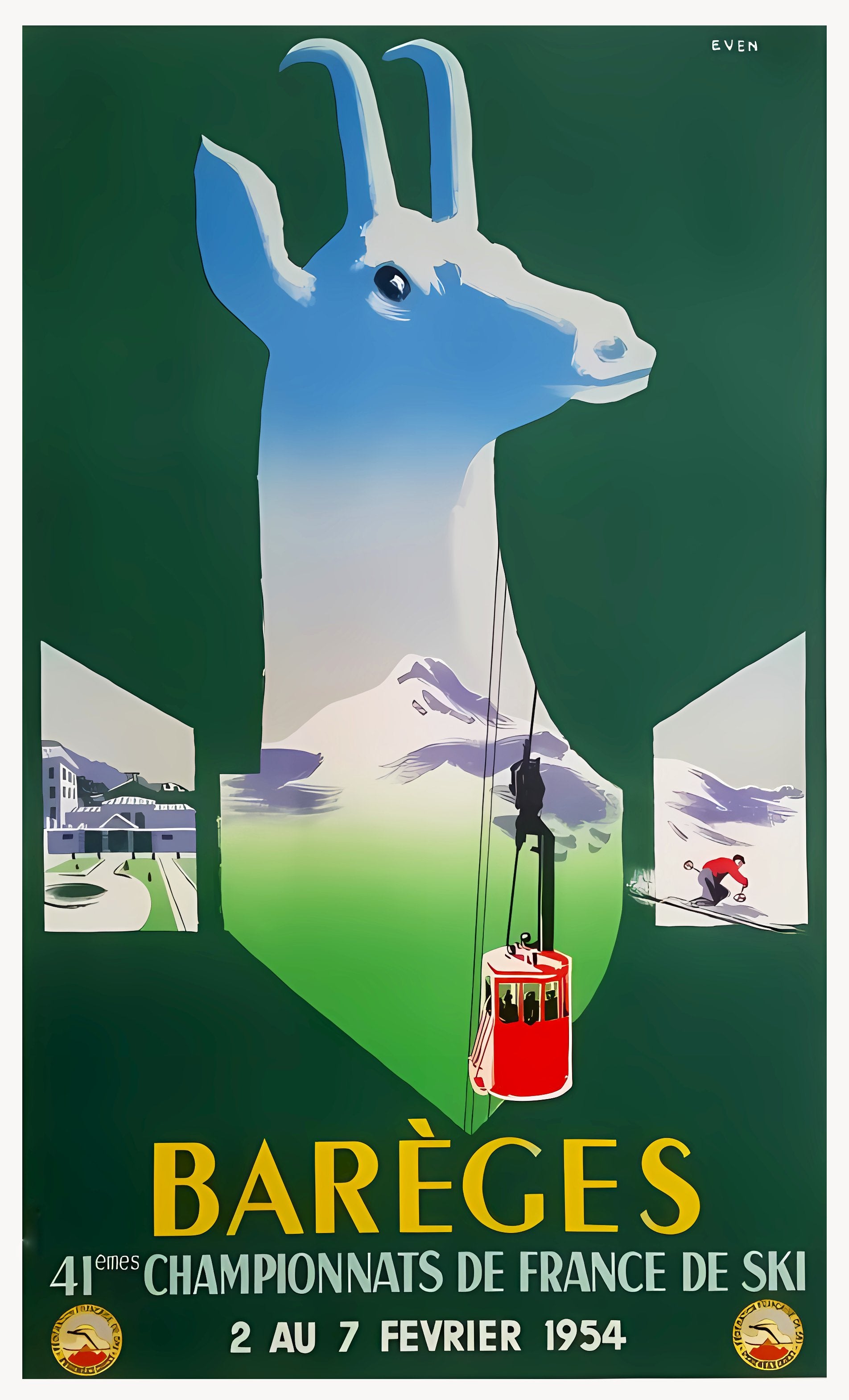 Affiche ski vintage "41ème championnats de France" - Haute Définition - papier mat 230gr/m²