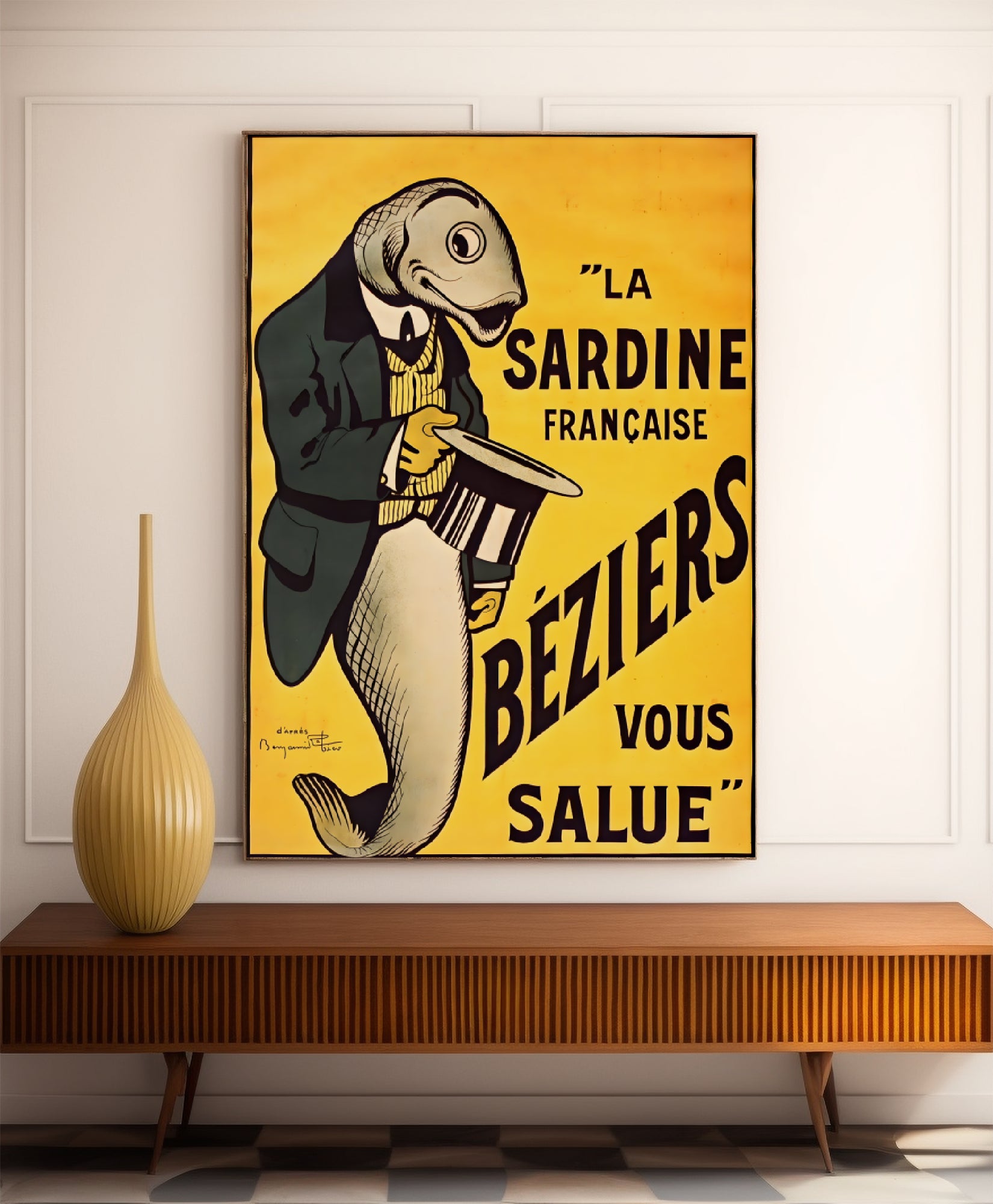 Affiche publicitaire vintage "La Sardine française" - Benjamin Rabier - Haute Définition - papier mat 230gr/m²