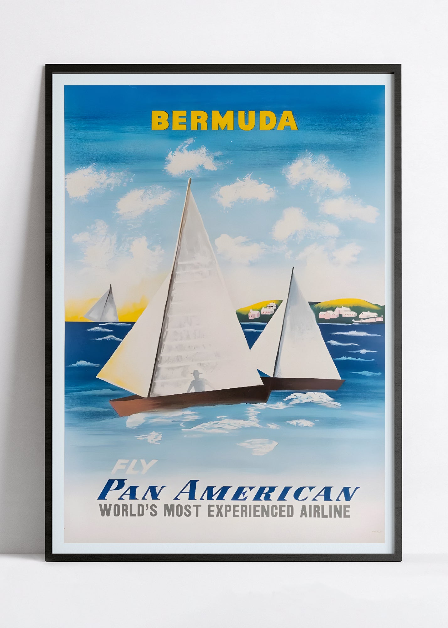 Affiche voyage vintage "Bermuda" - voiliers - Panam - Haute Définition - papier mat 230gr/m²