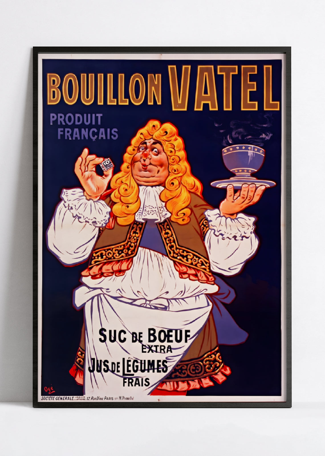 Affiche cuisine vintage "Bouillon Vatel" - Eugène Ogé - Haute Définition - papier mat 230gr/m²